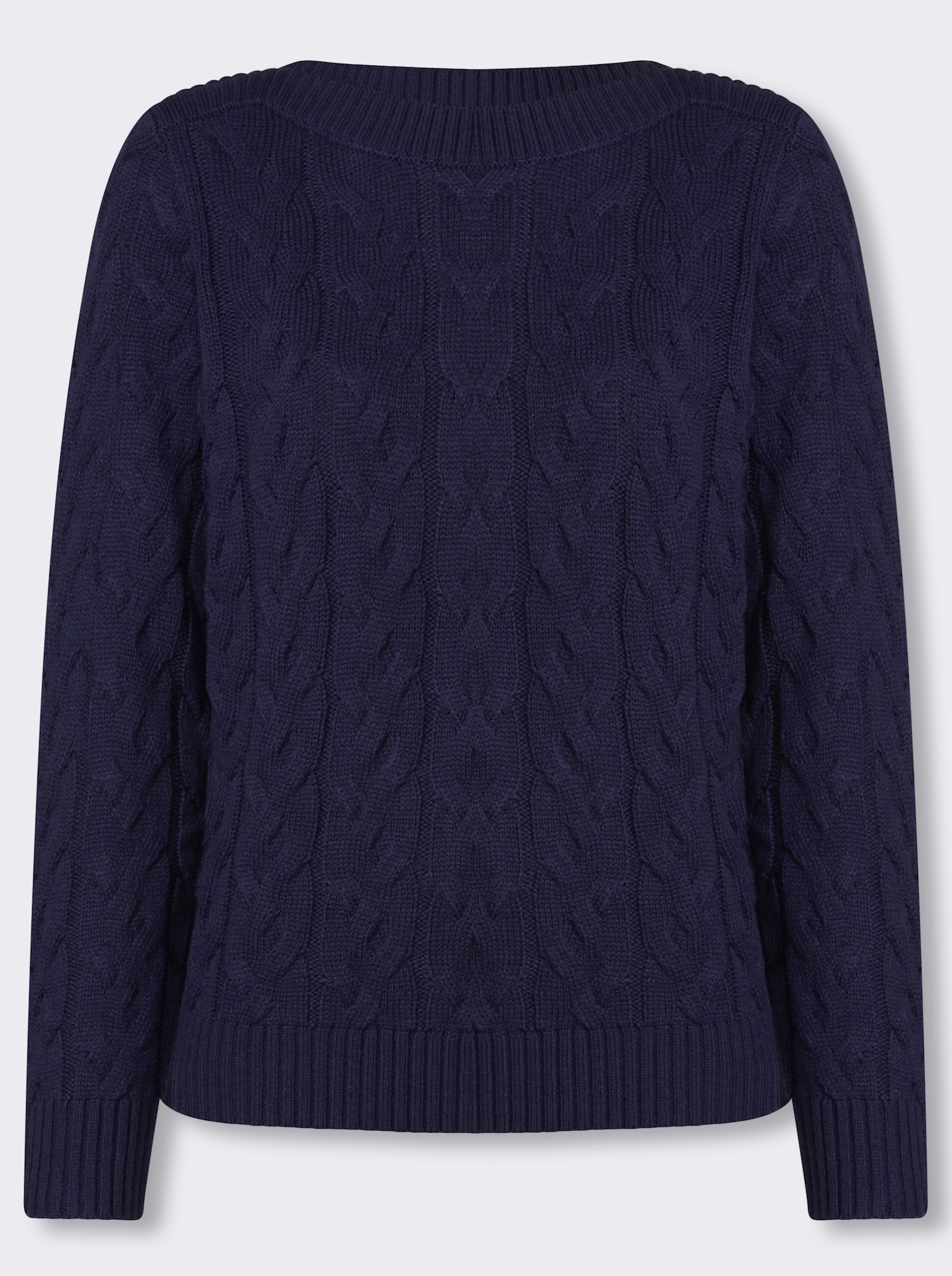 Langarm-Pullover mit Zopfmuster - marine