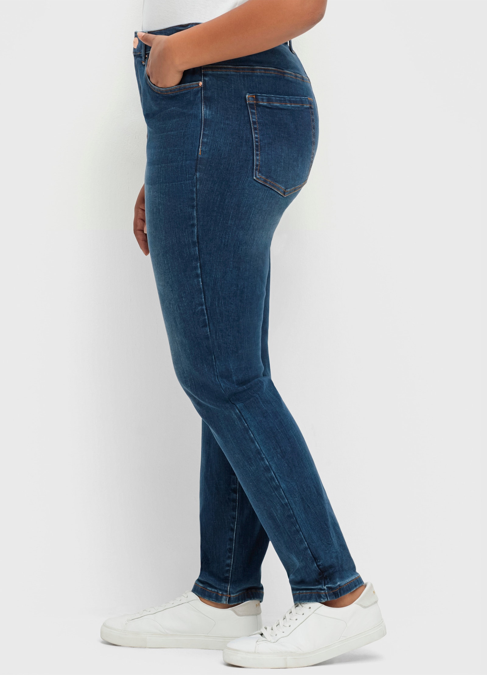 sheego Skinny jeans met bodyforming-effect - dark blue denim