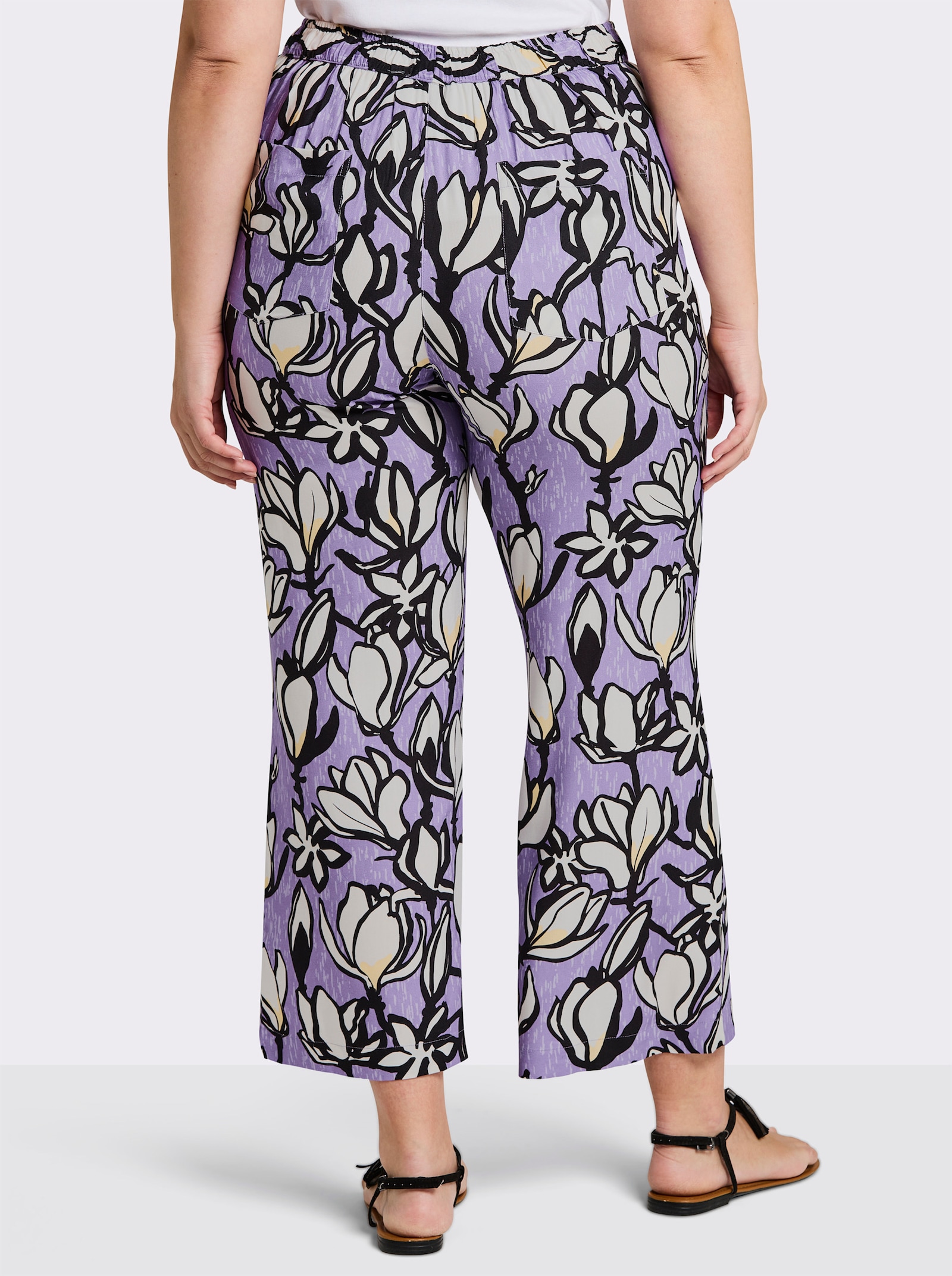 sheego 7/8-Hose mit 4 Taschen - flieder-ecru-bedruckt