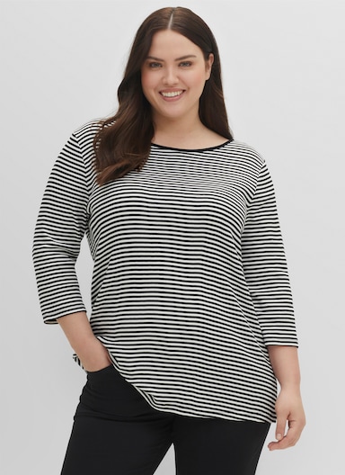 sheego Ringelshirt - schwarz