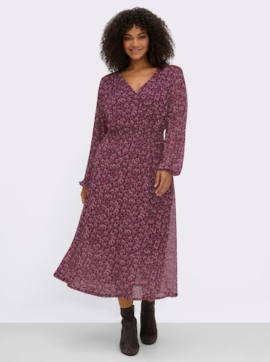 sheego Blumenkleid aus Mesh - burgund-schoko-bedruckt