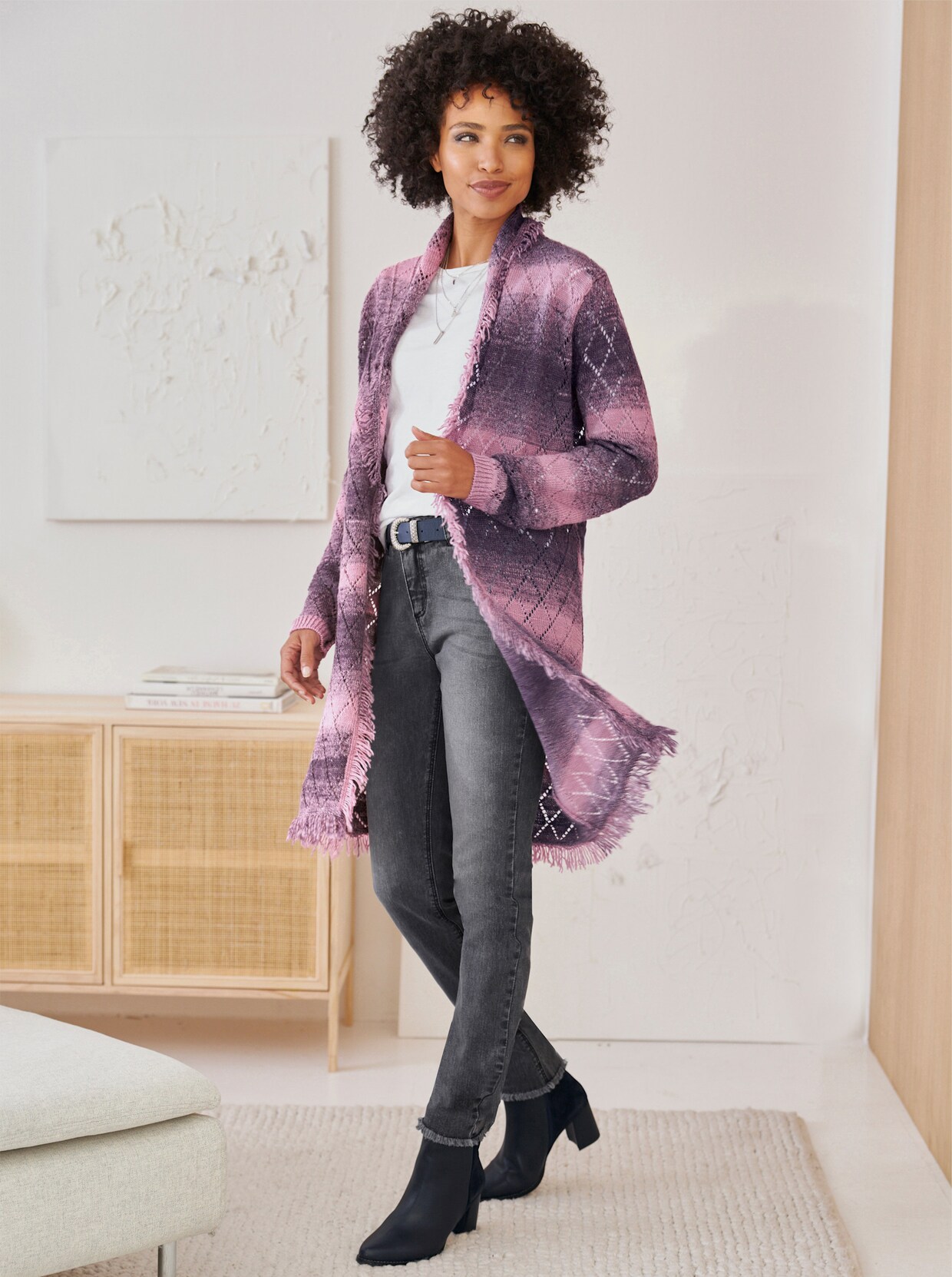 heine Strickjacke - altrosa-gemustert