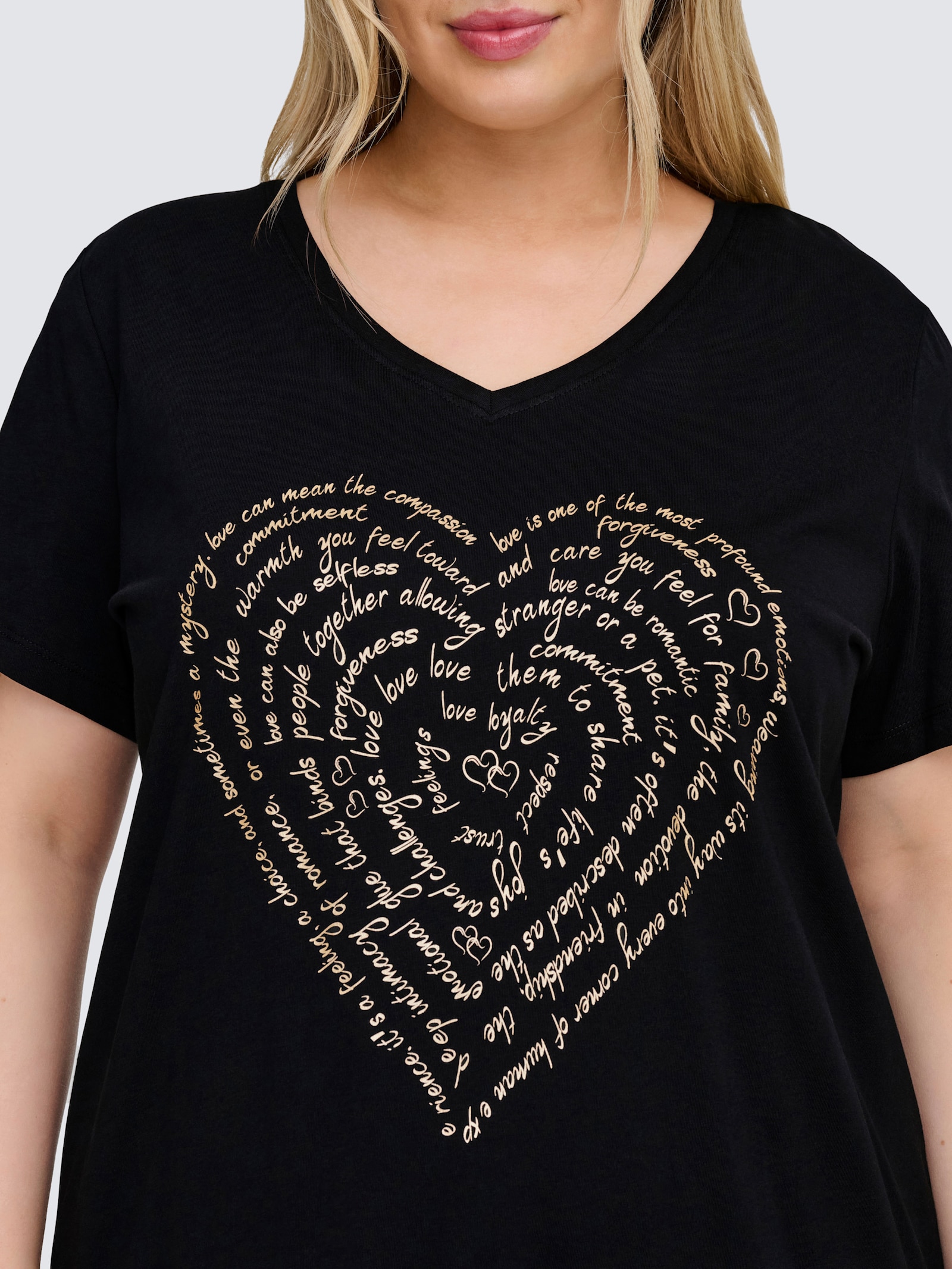 ONLY CARMAKOMA Kurzarmshirt - black print:heart