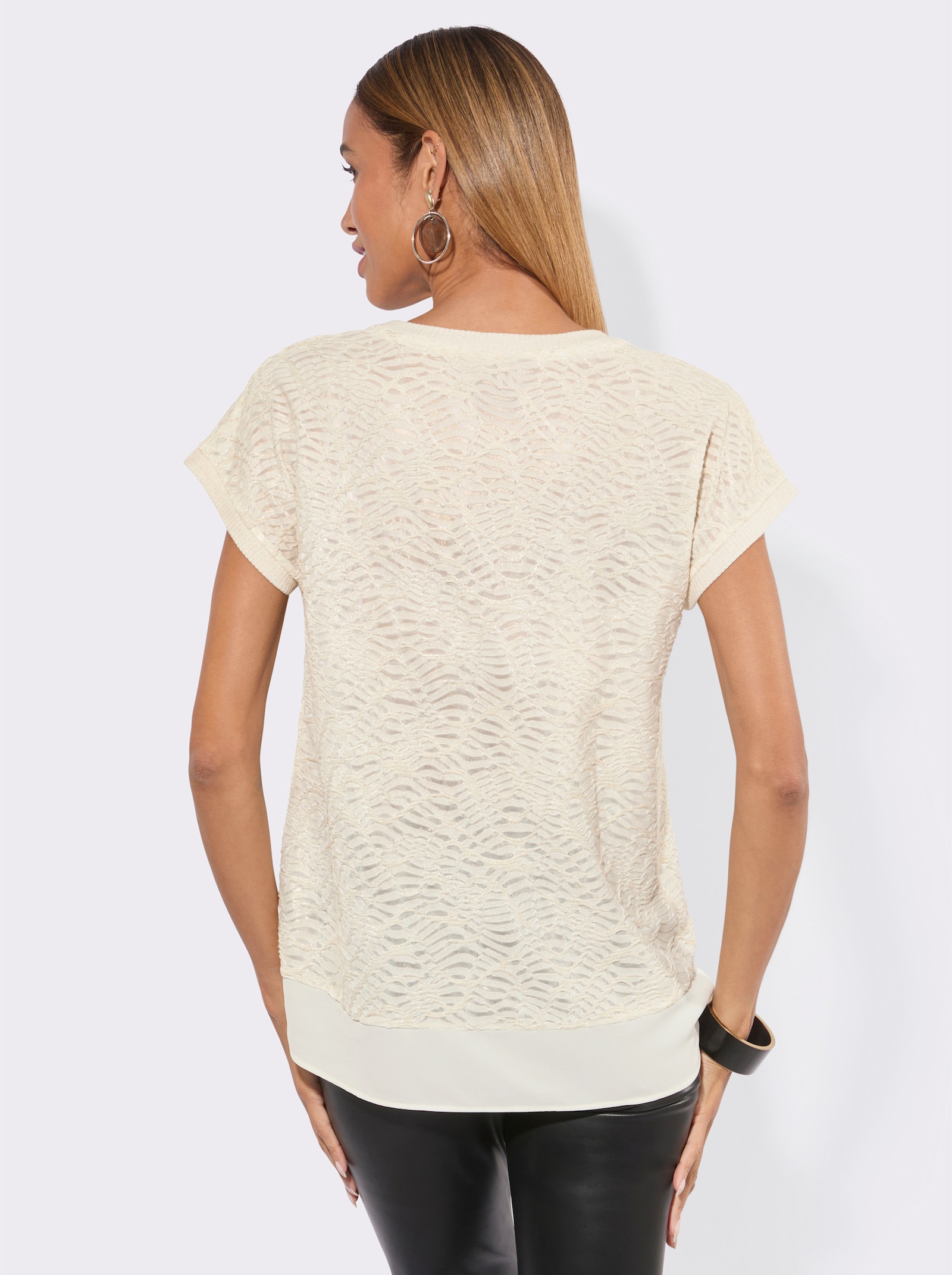 Longshirt im Lagenlook - champagner-goldfarben