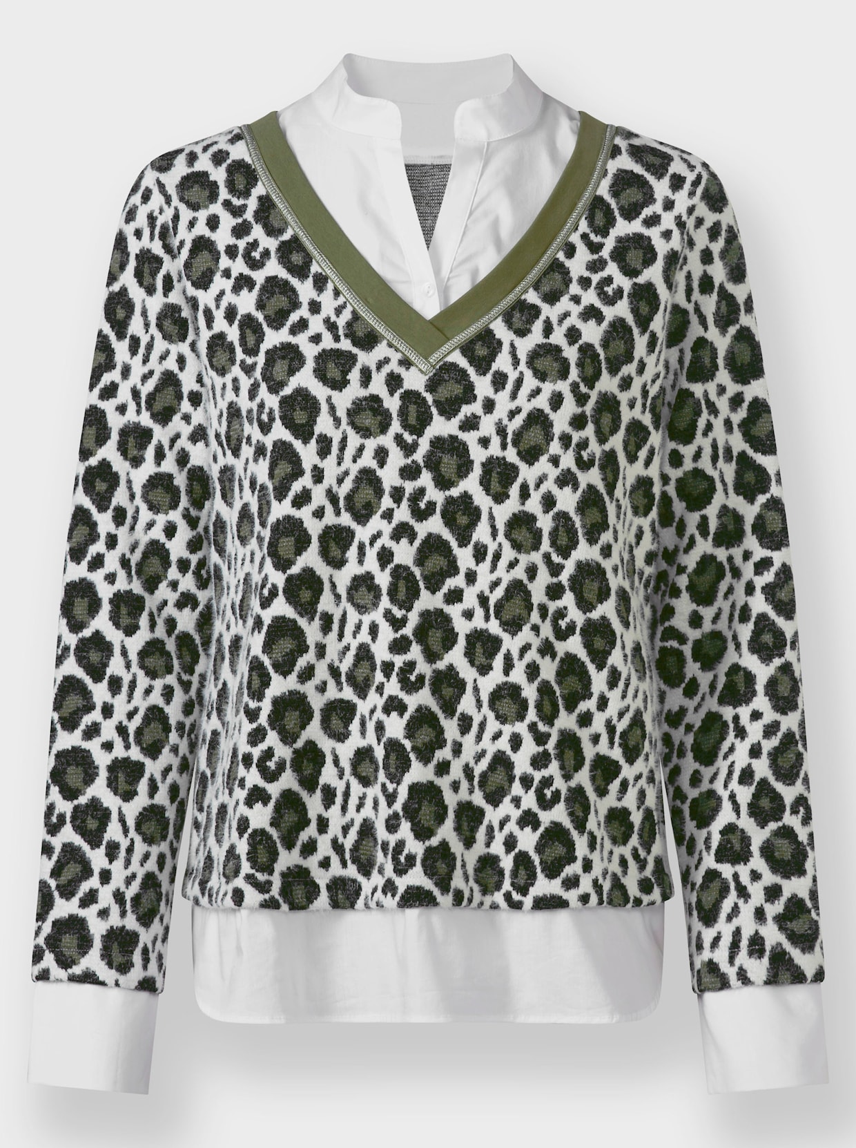 heine 2-in-1-pullover - kaki/ecru gedessineerd