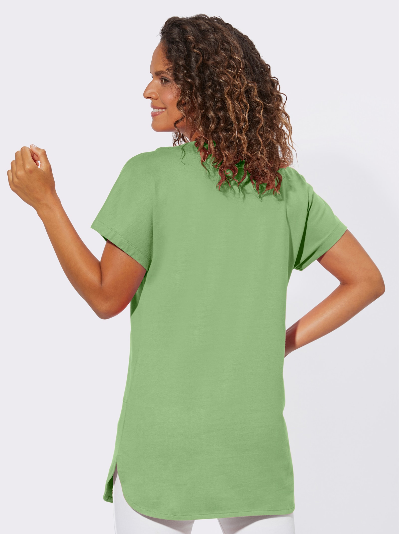 Longshirt in Sweat-Qualität - reseda