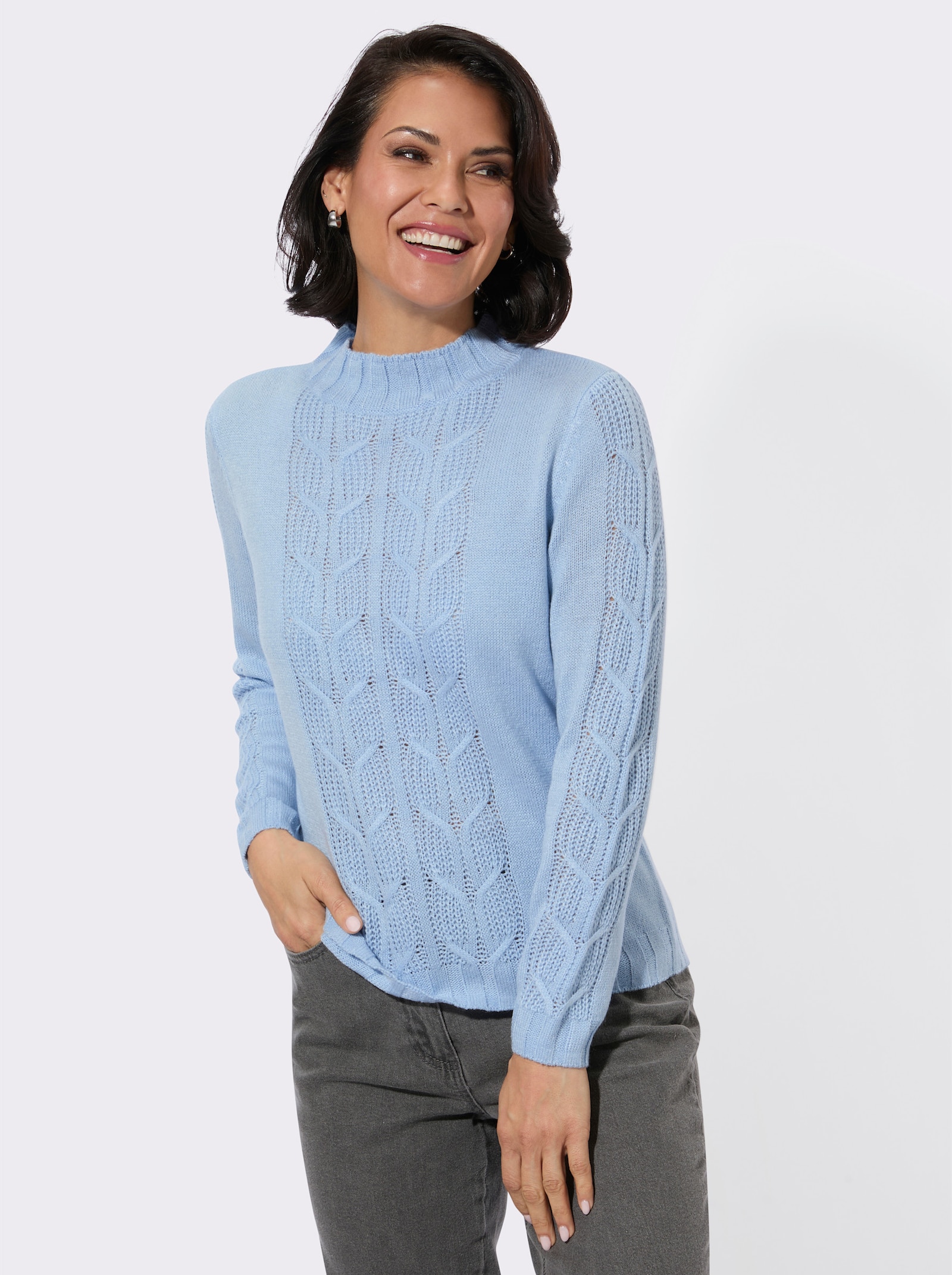 Stehkragenpullover - eisblau