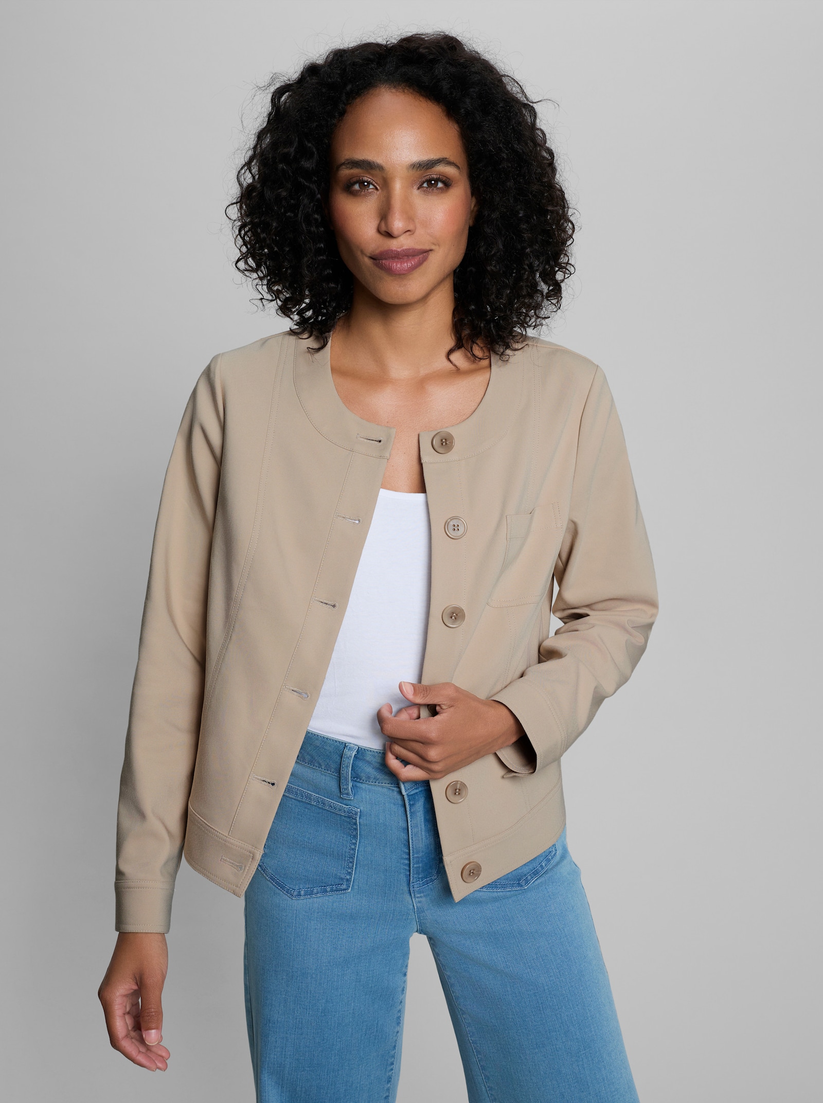 heine Blazer mit Rundhals-Ausschnitt - beige