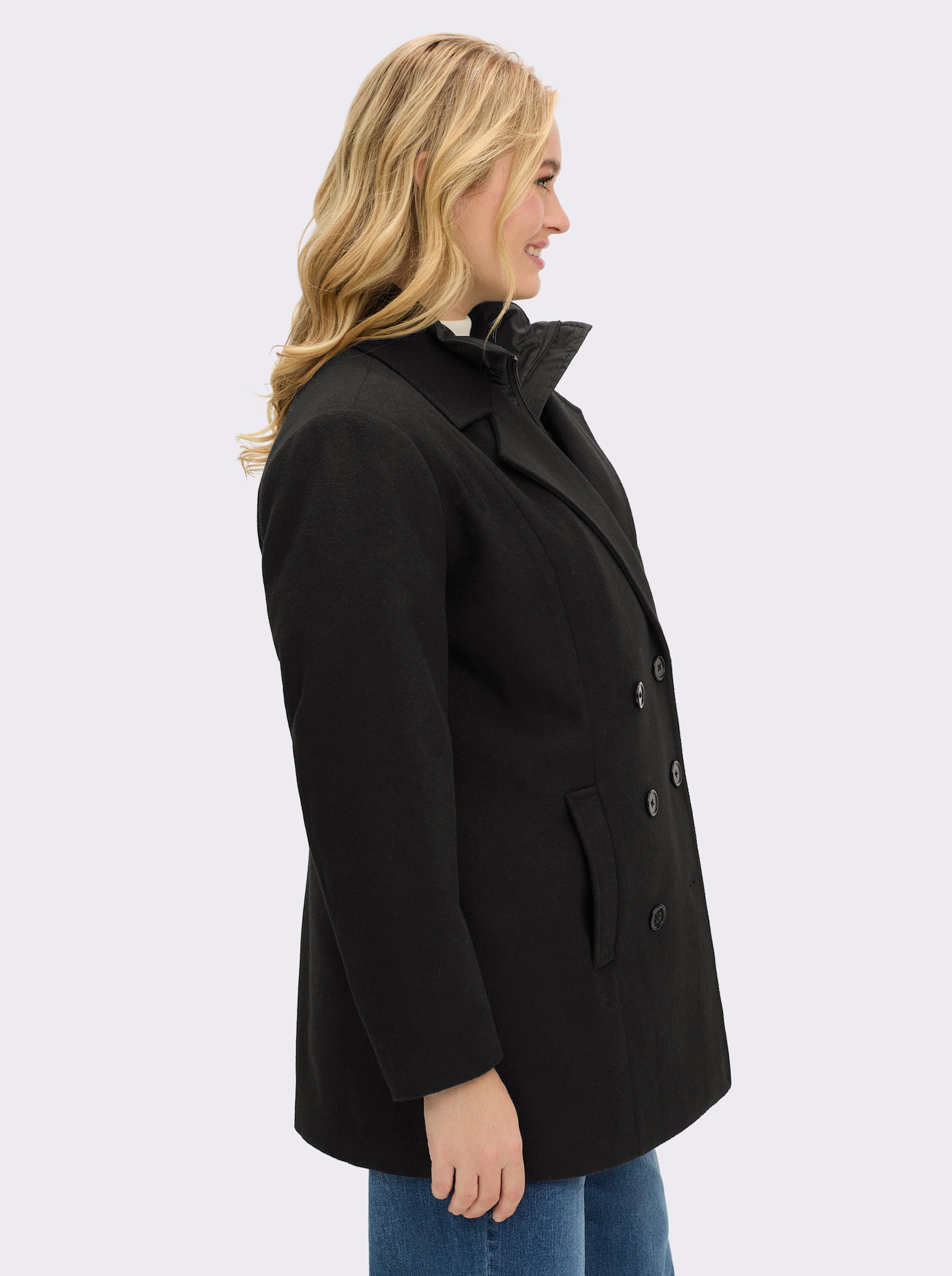 sheego Cabanjacke mit Steppwesteneinsatz - schwarz