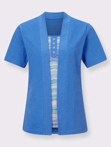 2-in-1-shirt - blauw gedessineerd