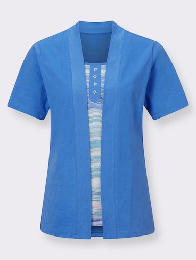 2-in-1-Shirt - blau-gemustert