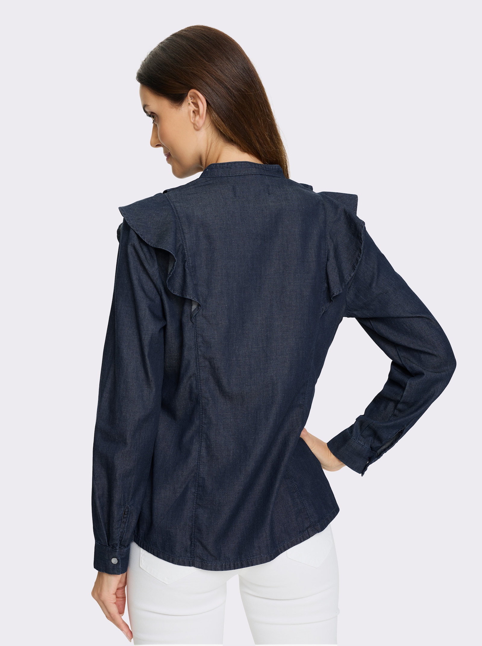 heine Jeansbluse mit Volants - dark blue