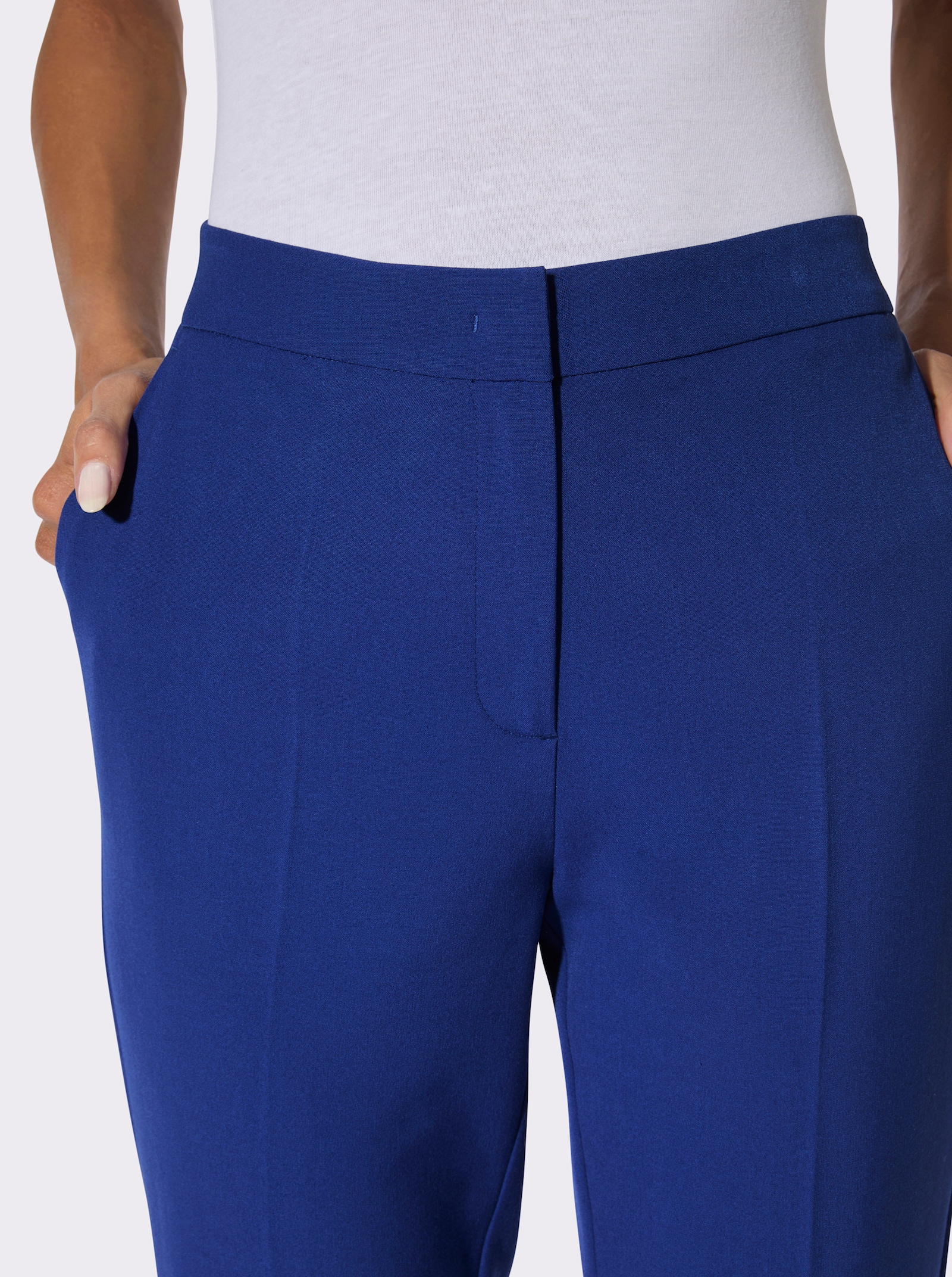 Anzughose mit Bügelfalten, knitterarm - royalblau
