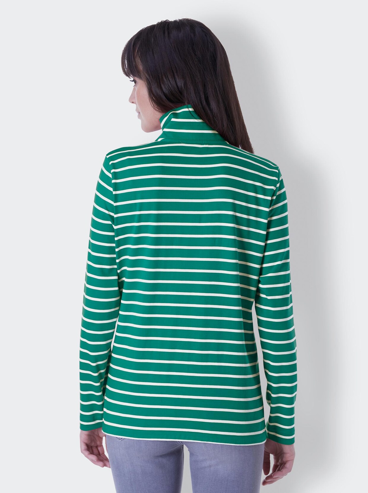 Creation L Premium Pima-Baumwoll-Shirt - grün-geringelt