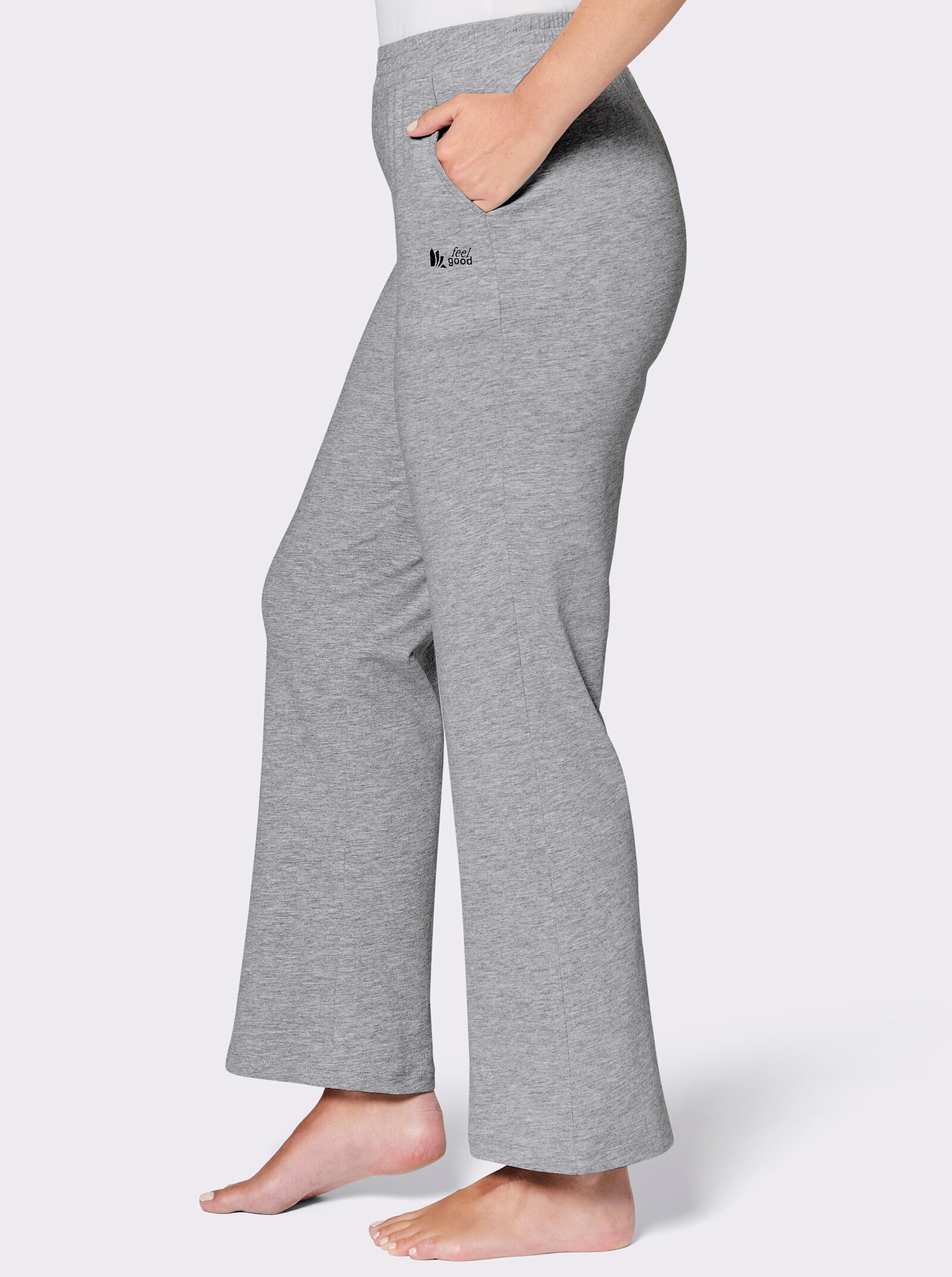 feel good Dehnbund-Hose aus leichtem Jersey - grau-meliert