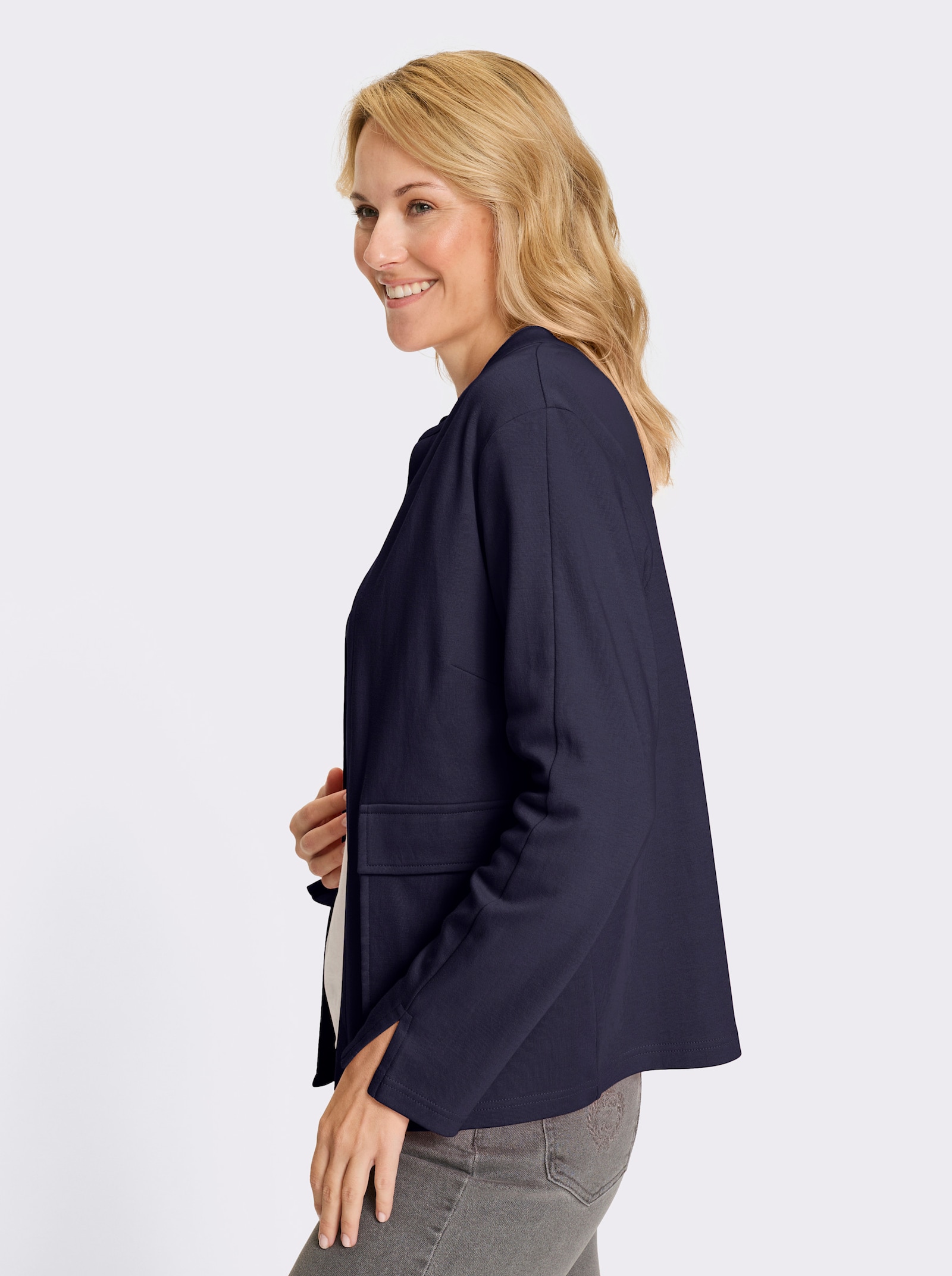 Jerseyblazer mit Brustabnähern - marine