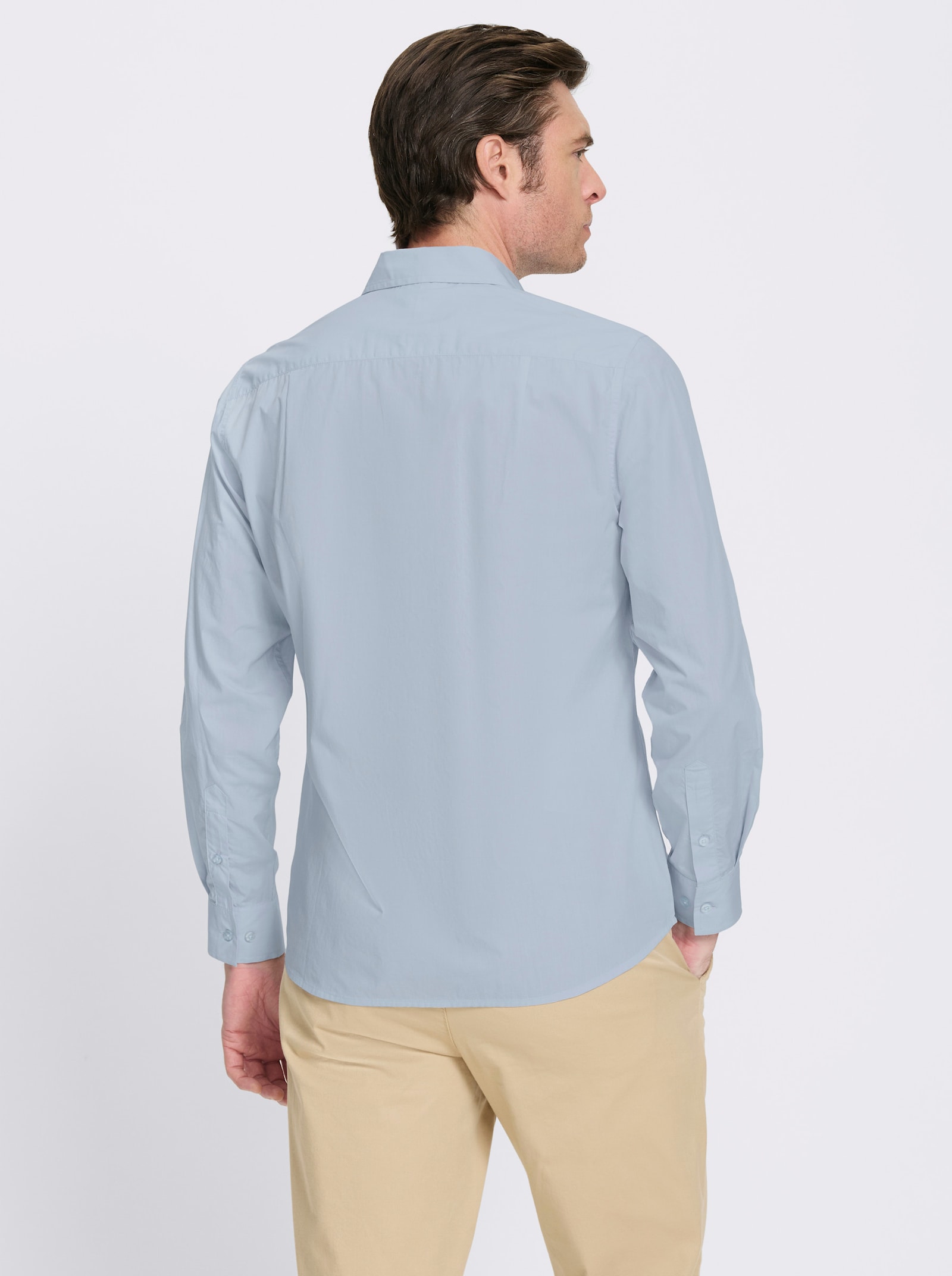 Catamaran Langarmhemd aus reiner Baumwolle, Popeline - hellblau