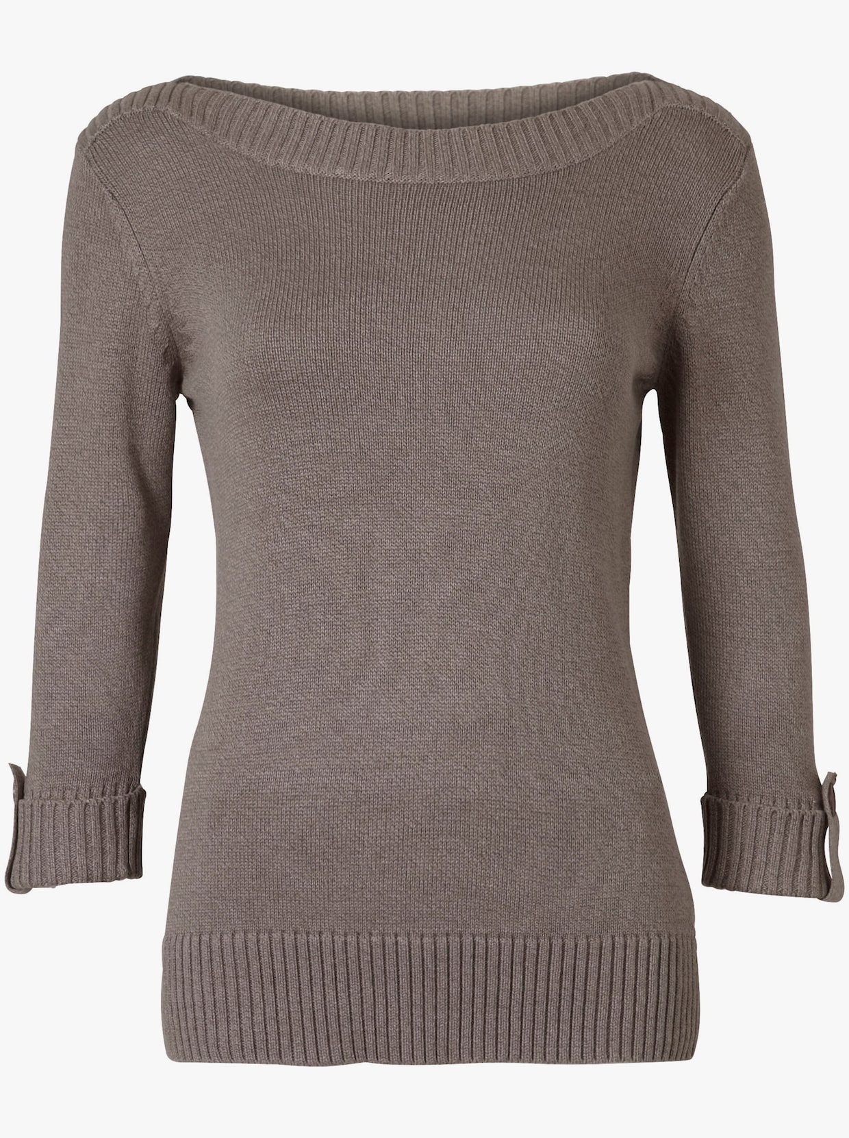 Pullover met 3/4-mouwen - taupe gemêleerd