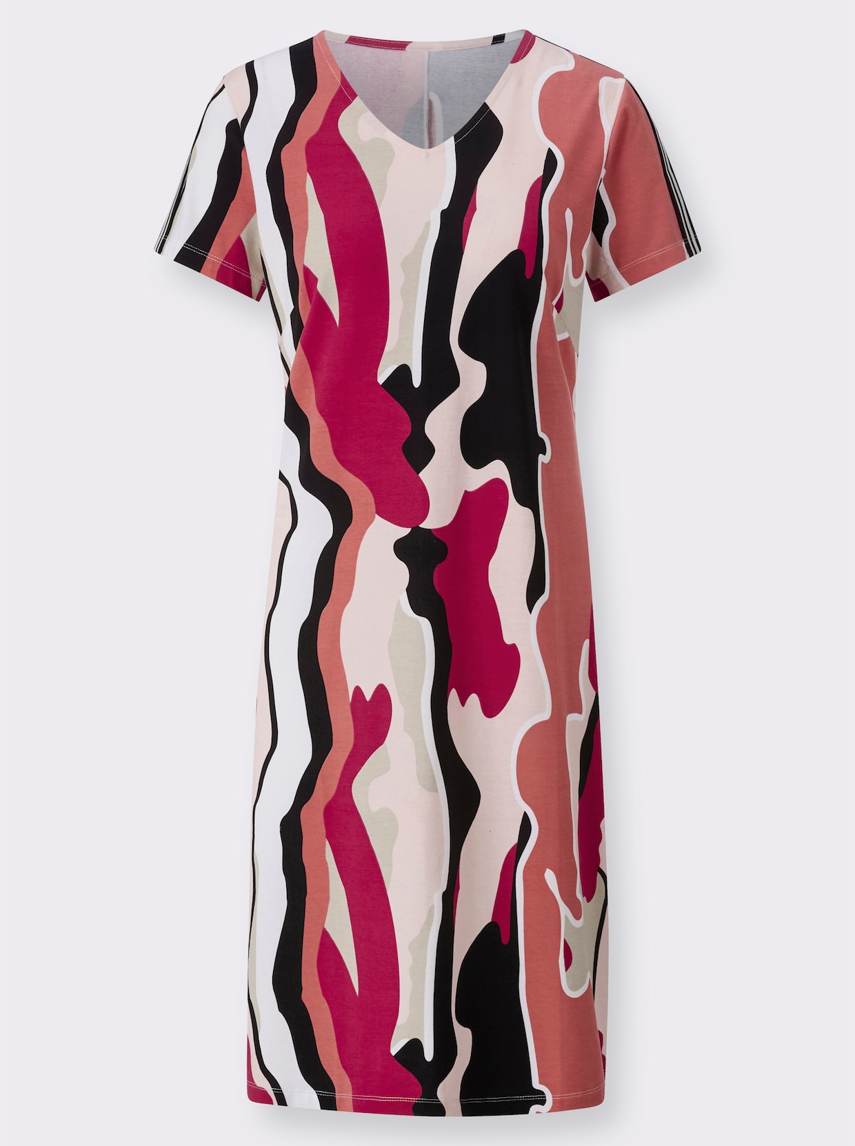 Jersey jurk - zwart/pink geprint