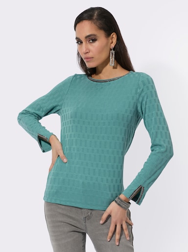 Langarmshirt in Jacquard-Struktur - salbei