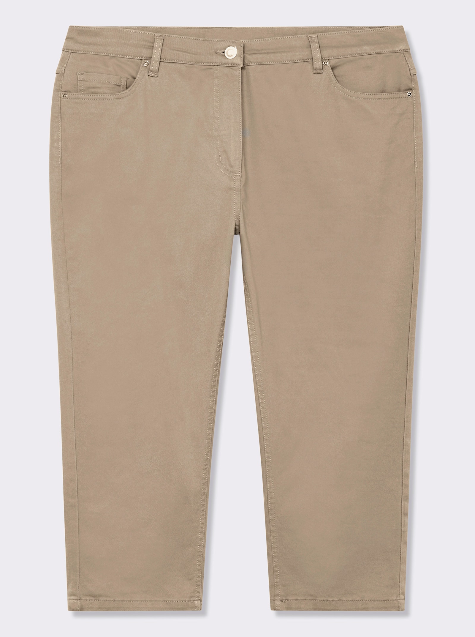 3/4-Jeans mit Bändchen-Verzierung - beige