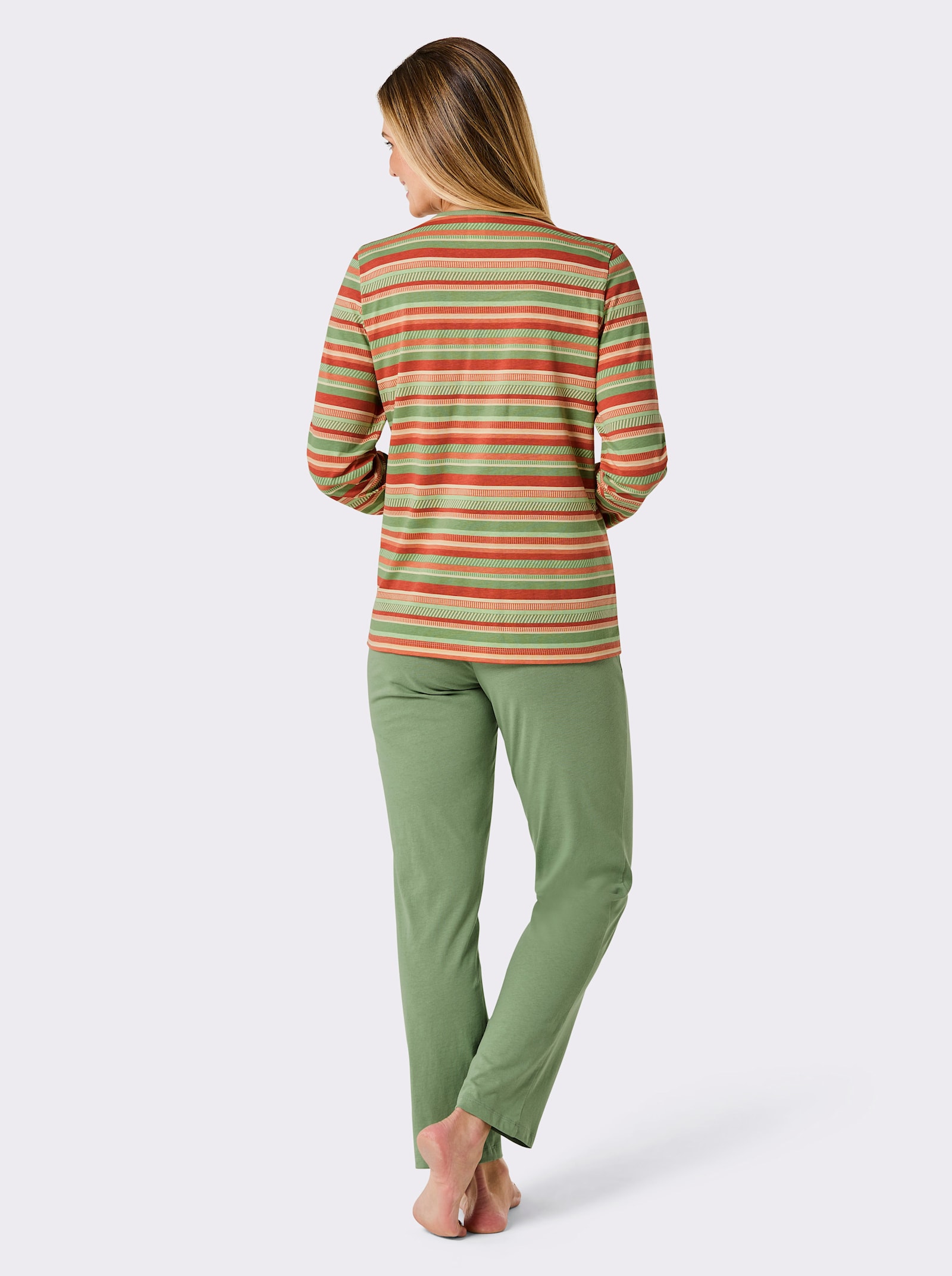 wäschepur Schlafanzug - eucalyptus-terra-gestreift