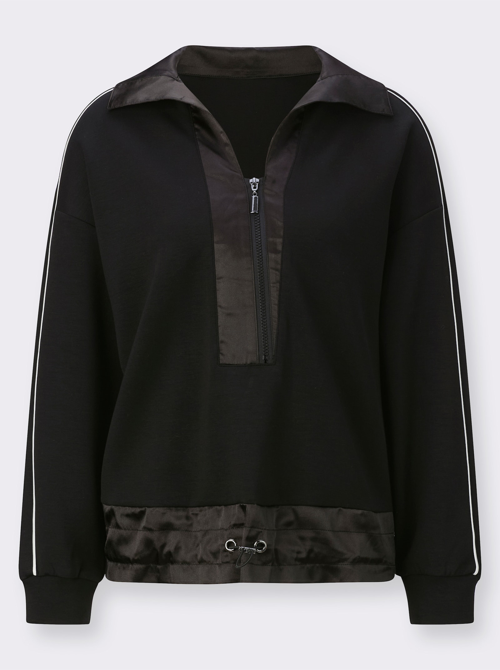 Sweatshirt in materiaalmix - zwart/wit