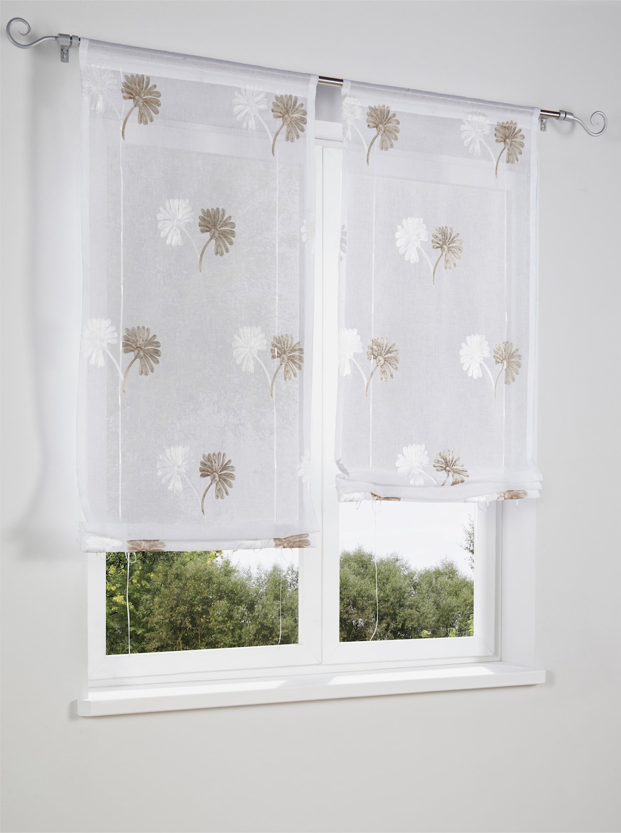 heine home bandjesrolgordijn - taupe/offwhite