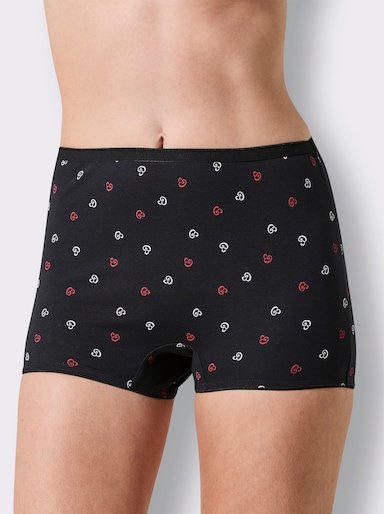 Panty - schwarz + rot + schwarz-bedruckt