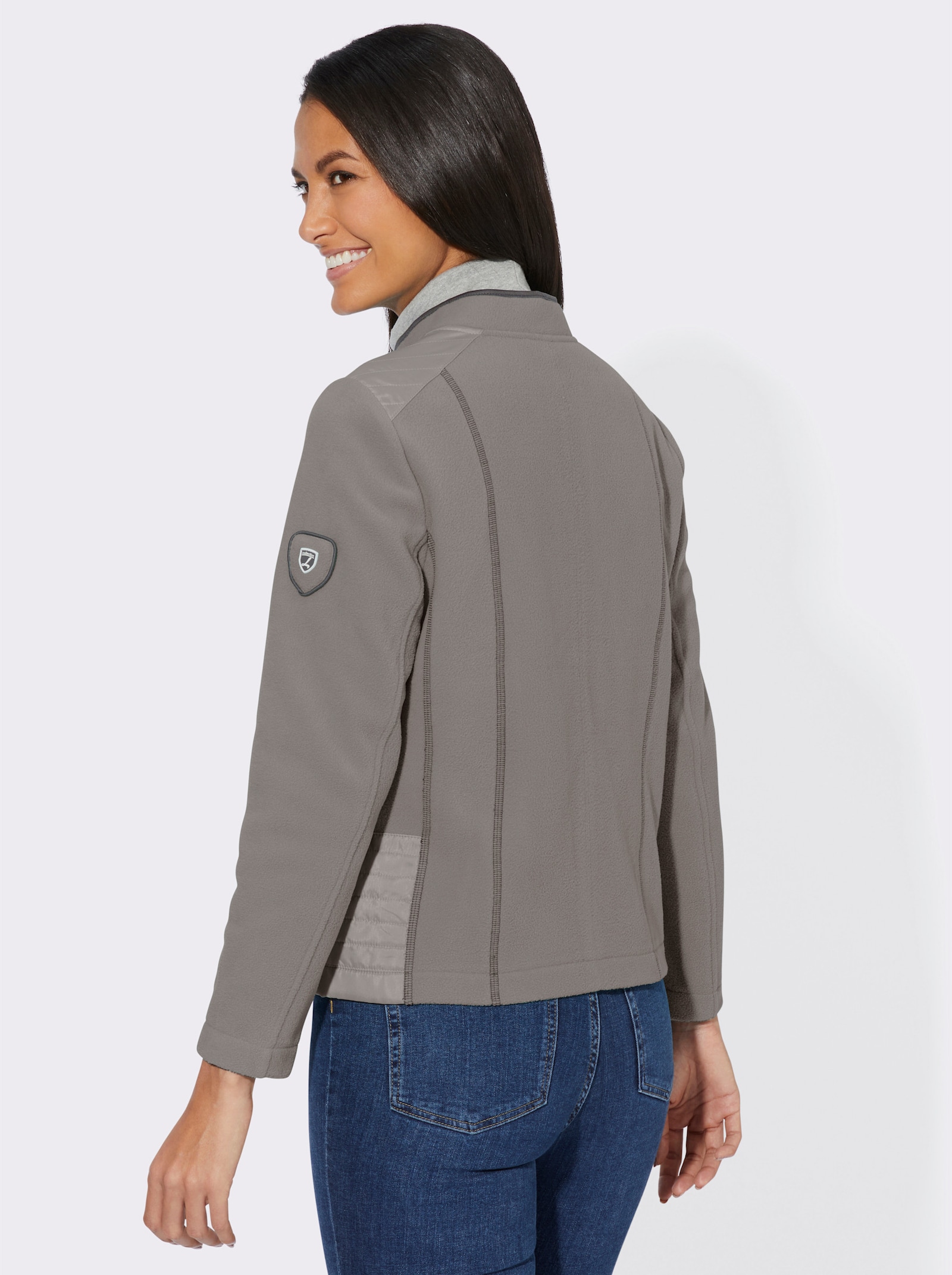 Fleecejacke dezent glänzenden Partien - steingrau-meliert
