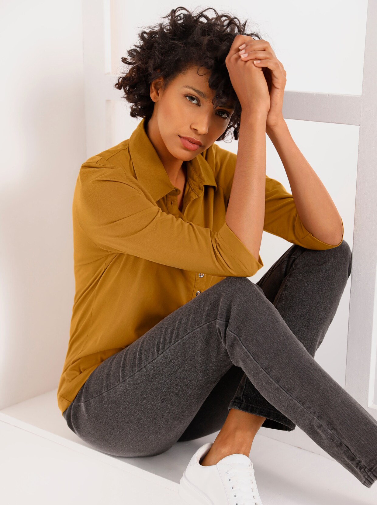 Creation L Premium Pima-Baumwoll-Shirt - curry