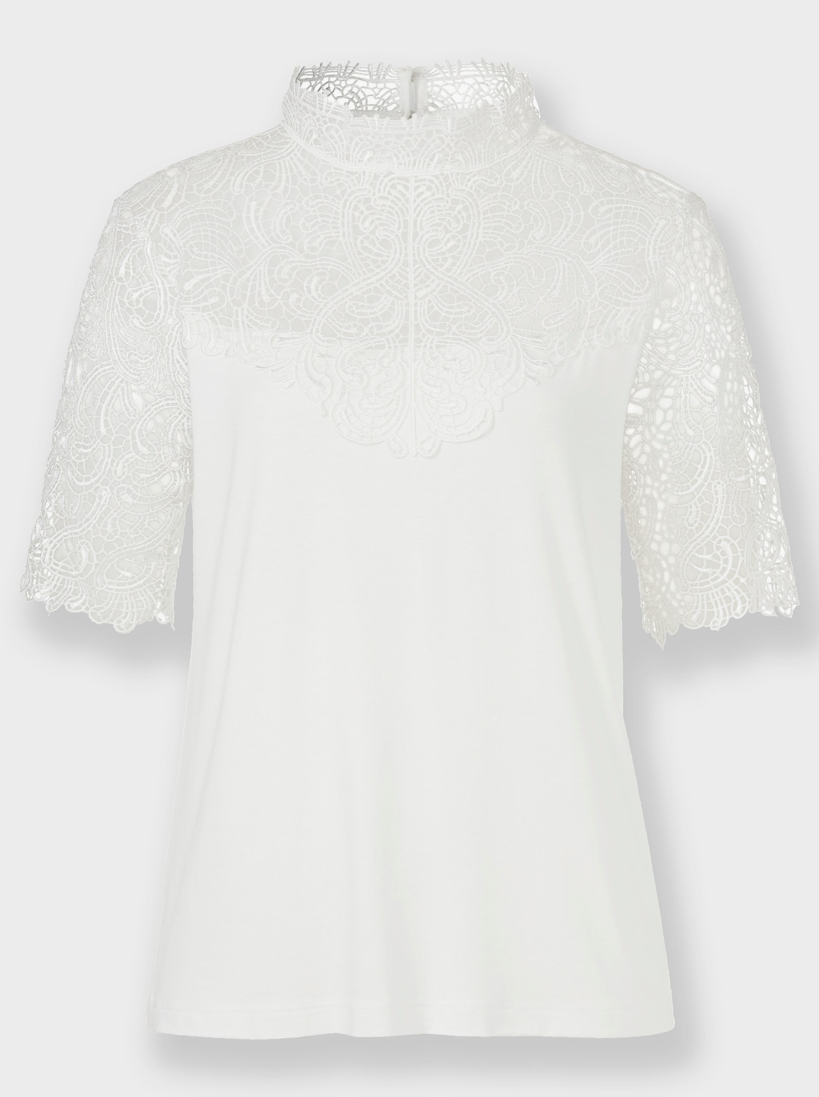 Kanten shirt met ornamenten - ecru