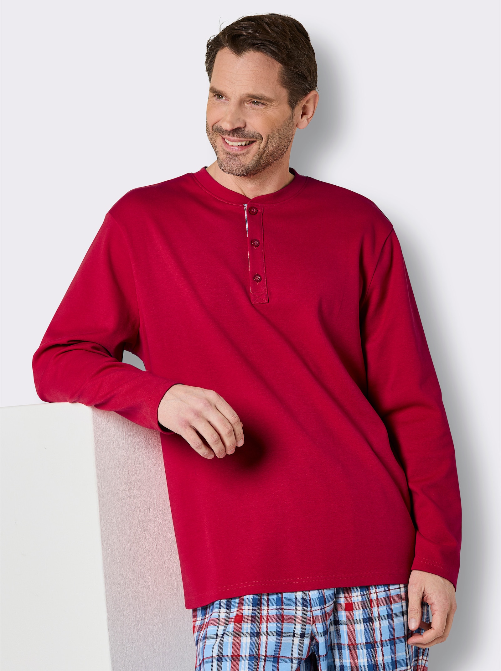 wäschepur men Schlafanzug - rot-himmelblau-kariert