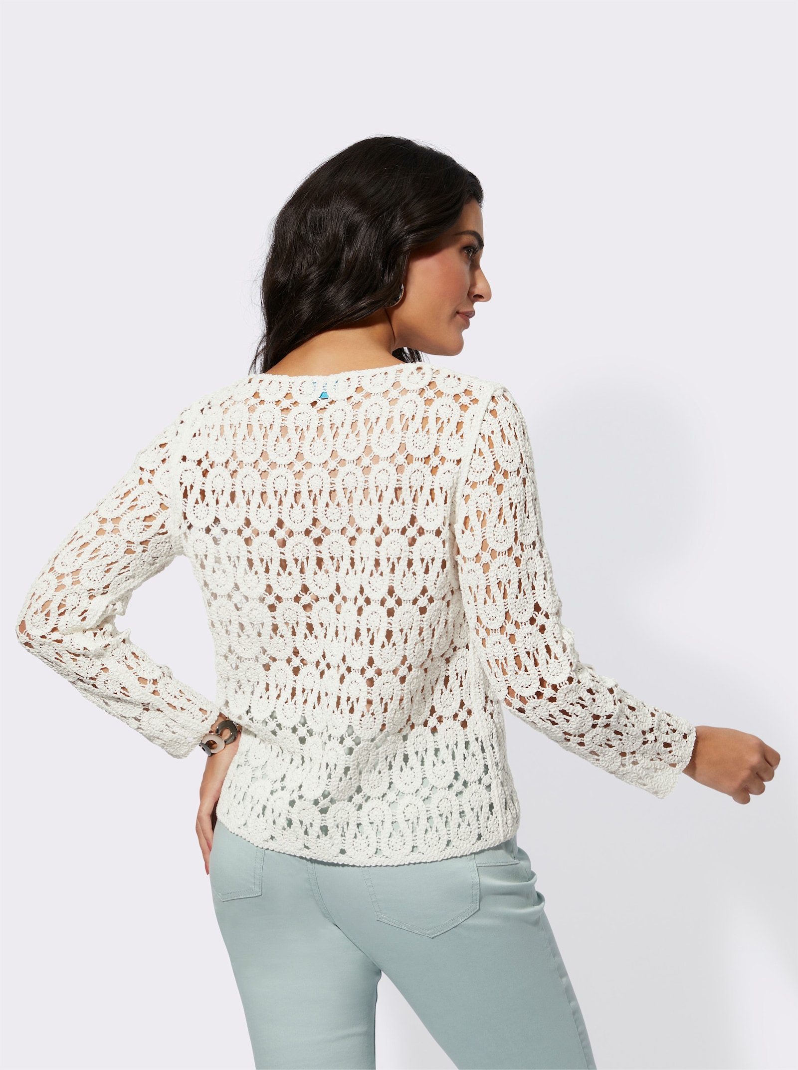 Pullover in Häkel-Optik - ecru