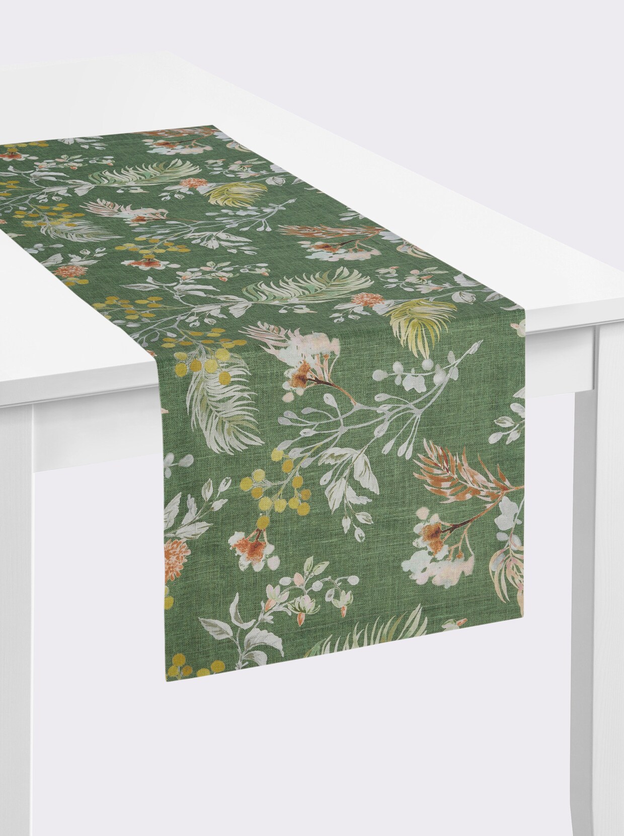 Tafelkleed - eucalyptus/beige bedrukt