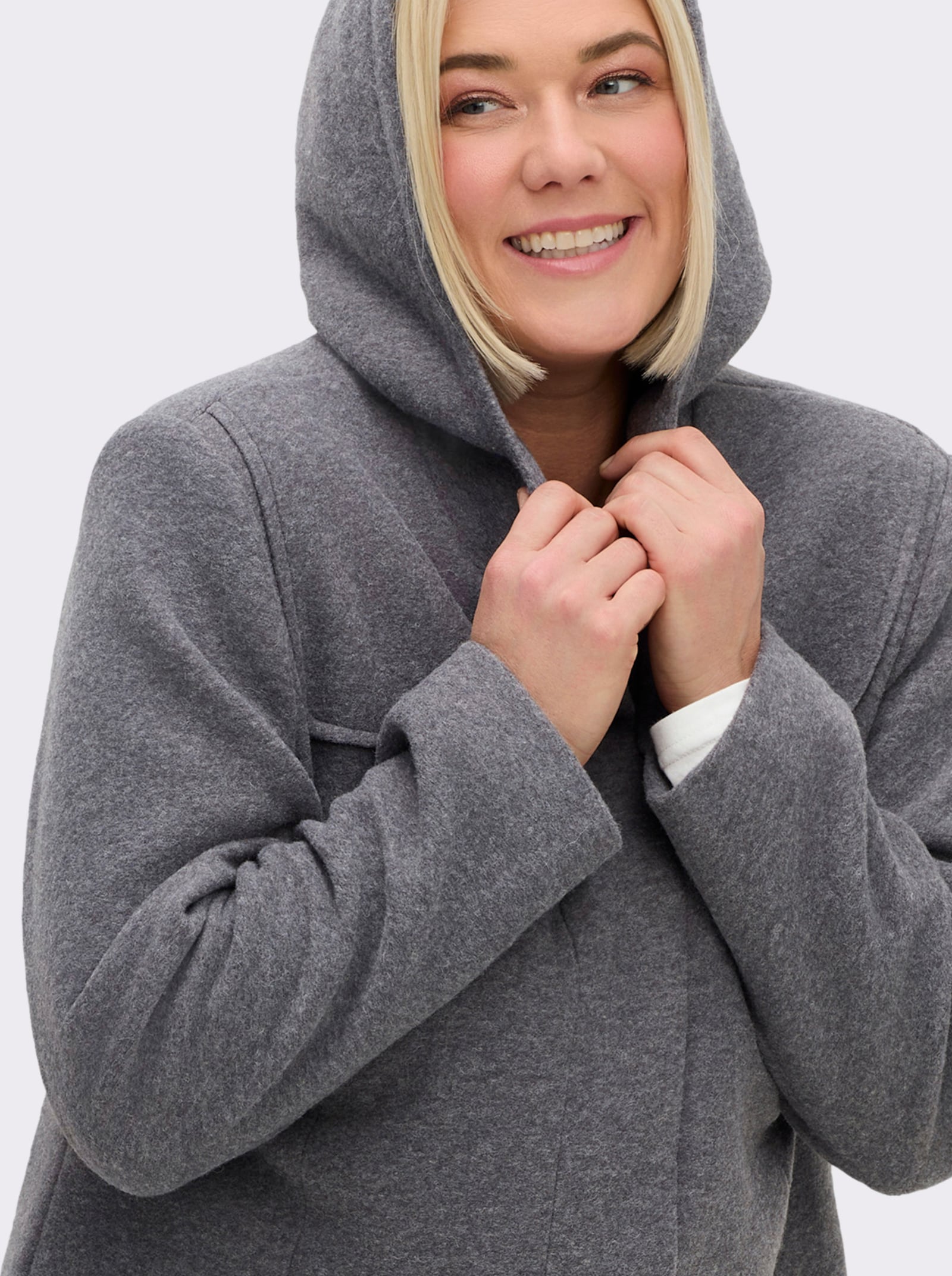 sheego Wintermantel mit verdecktem Gehschlitz - anthrazit-meliert