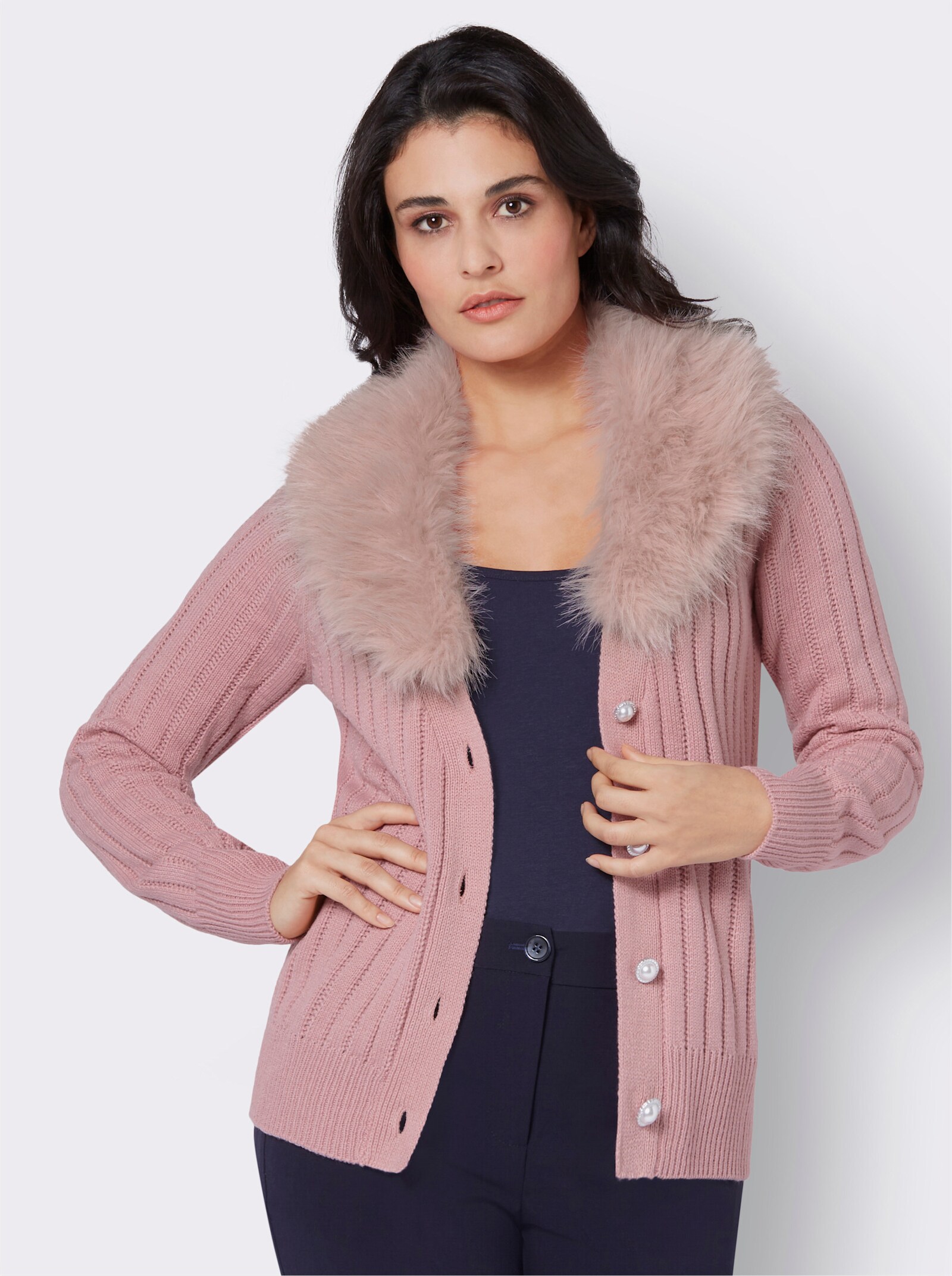  Cardigan in Rippen-Struktur - hortensie