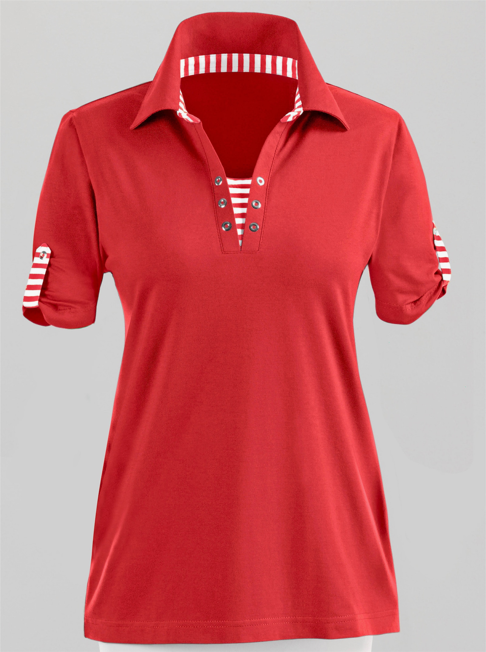 Shirt met korte mouwen, nauwsluitend model - kersenrood