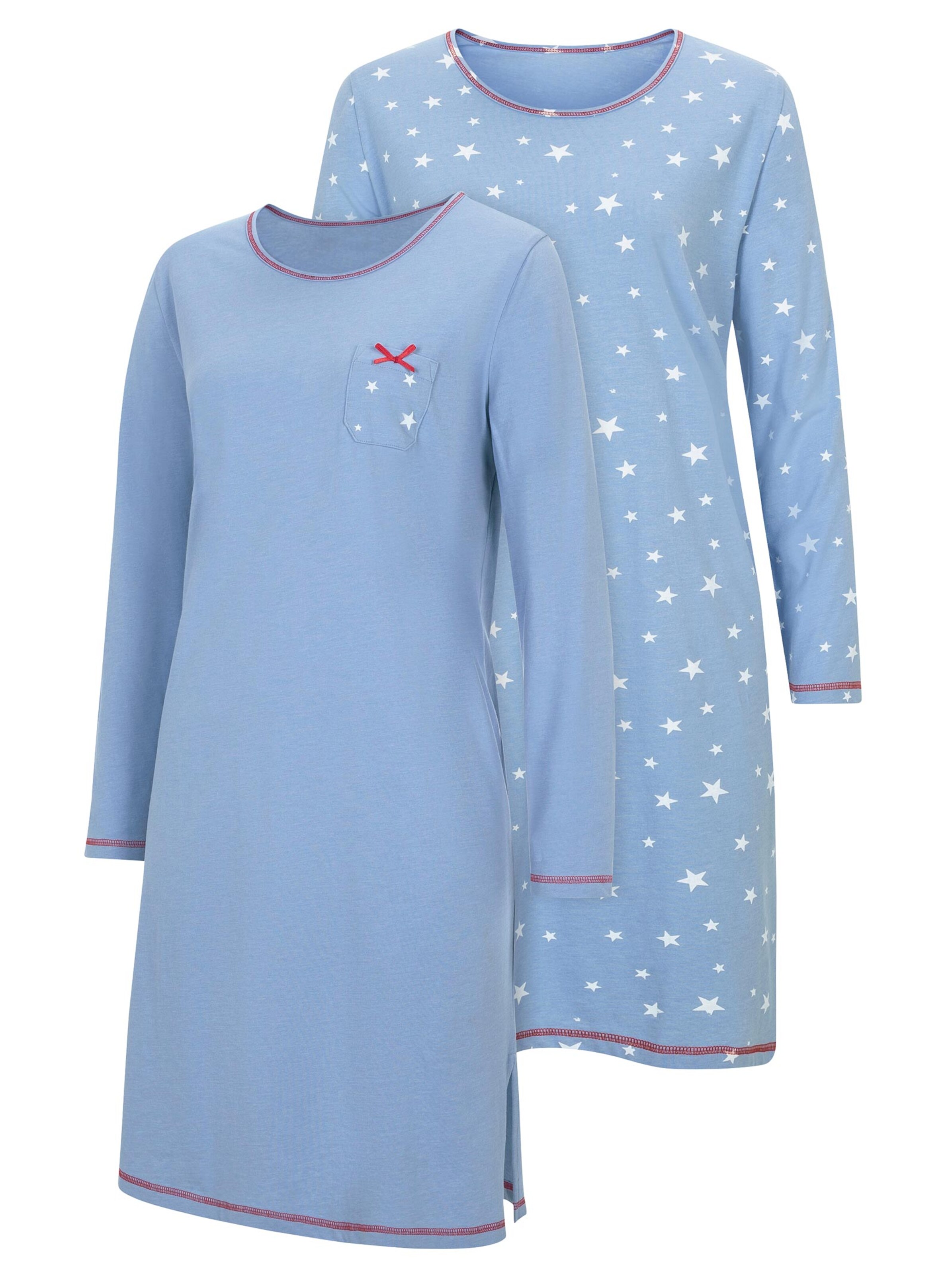 wäschepur Nachthemden - blau-bedruckt + blau