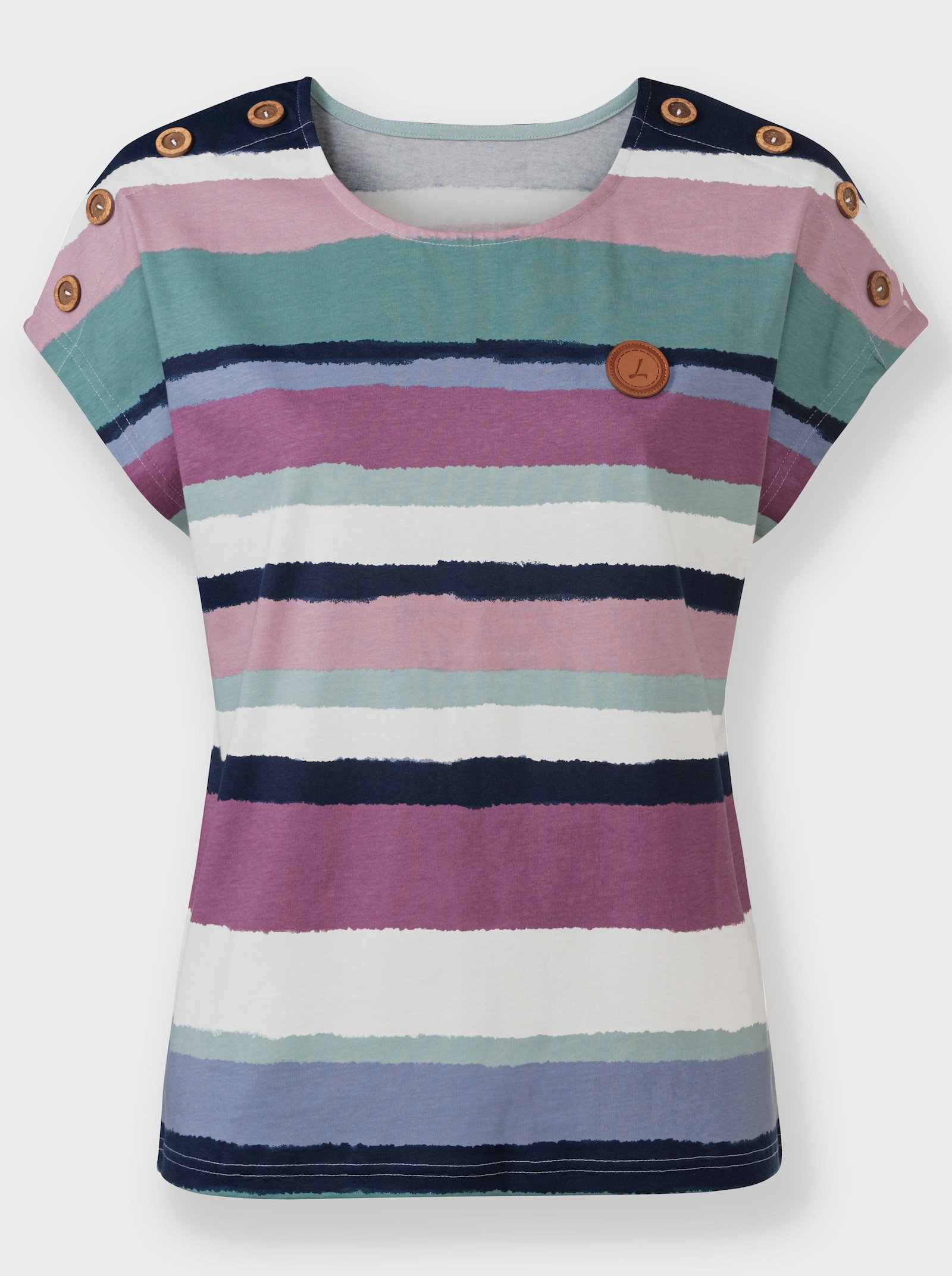 Shirt met gestileerde knoopsluiting - jade/paars bedrukt