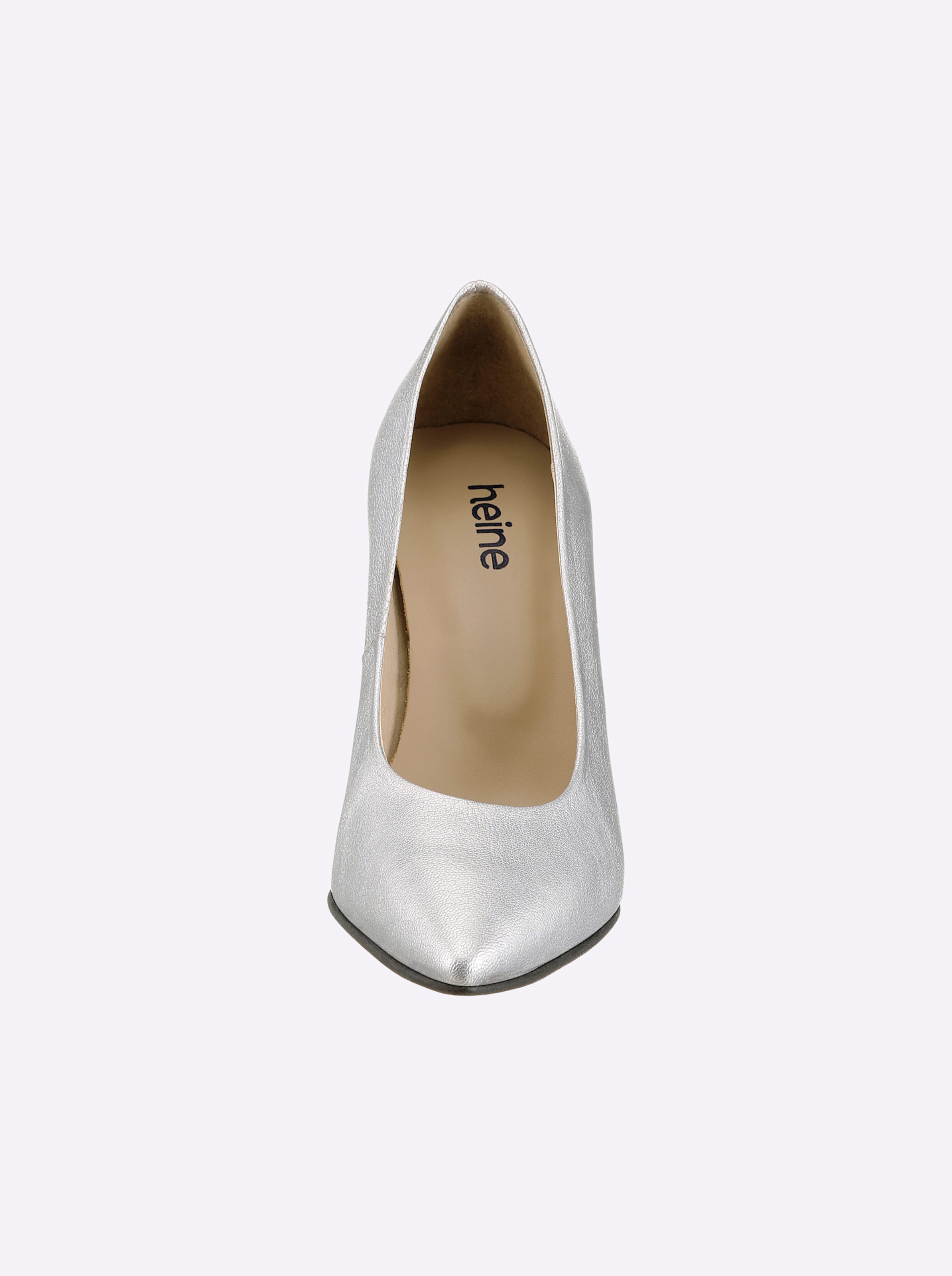 Heine Damen Hellgrau Pumps Gr. 35, Silberfarben, Glattleder, Leder, Schuhe Pumps - Bild 4