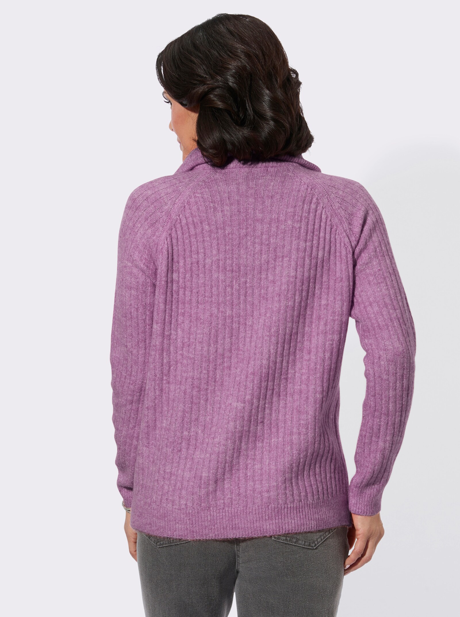 Schipperstrui van ribtricot - violet gemêleerd