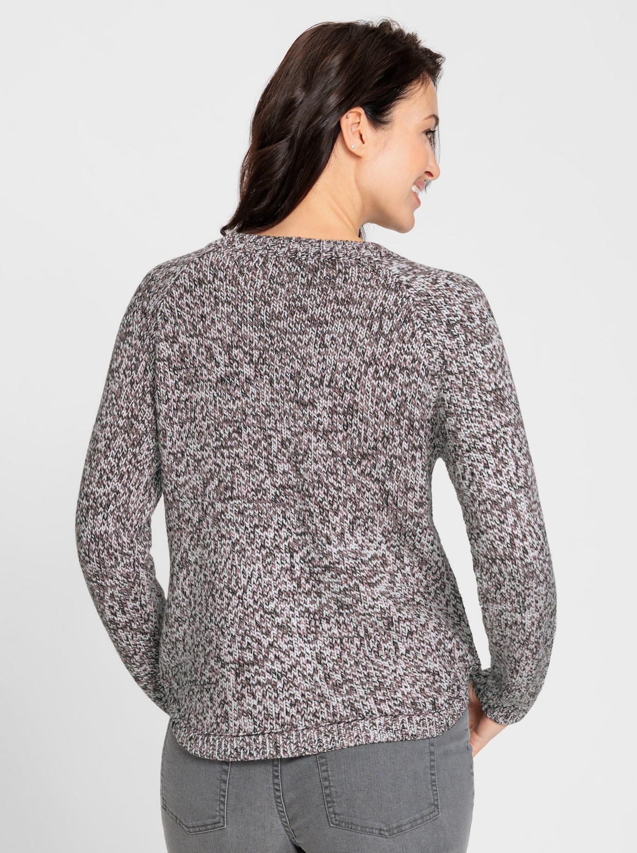 Rundhalspullover - mauve-meliert