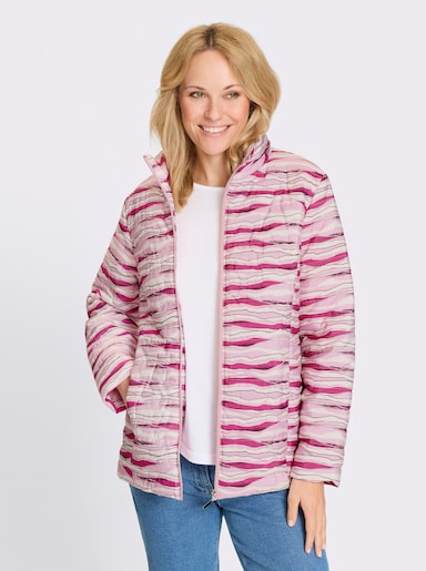 Steppjacke - fuchsia-ecru-bedruckt