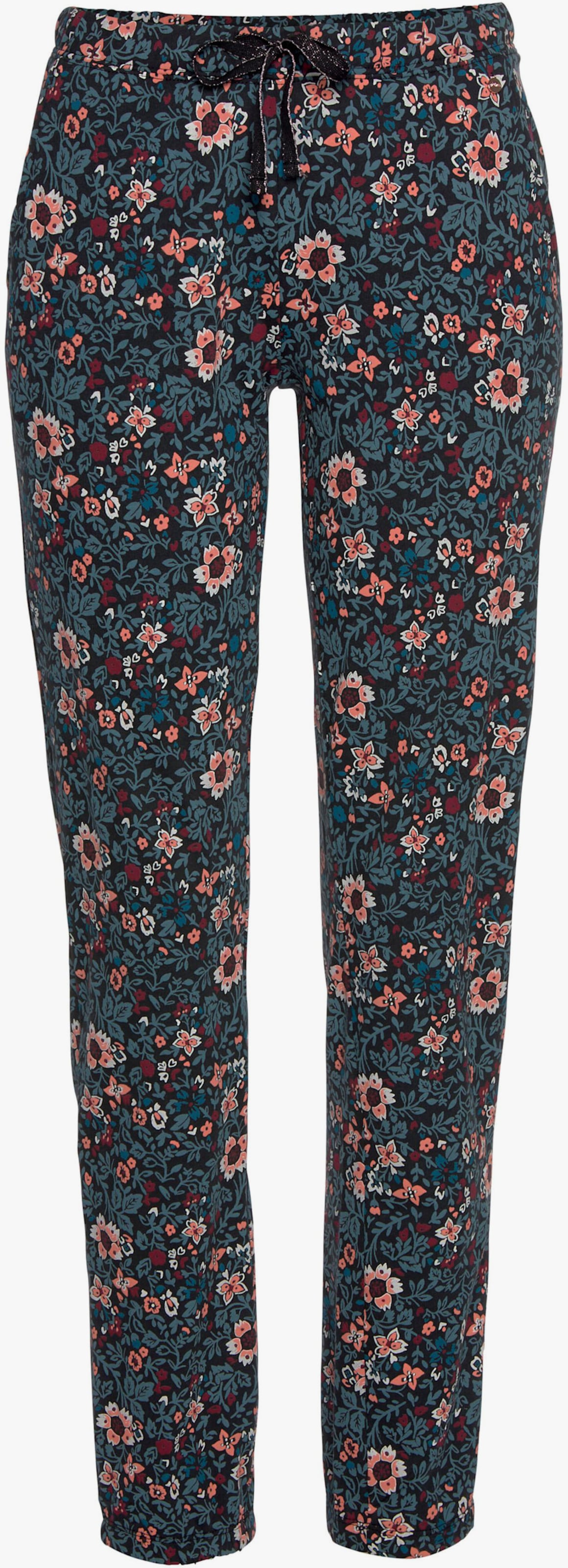 s.Oliver Pyjamabroek - blauw gebloemd/wijnrood