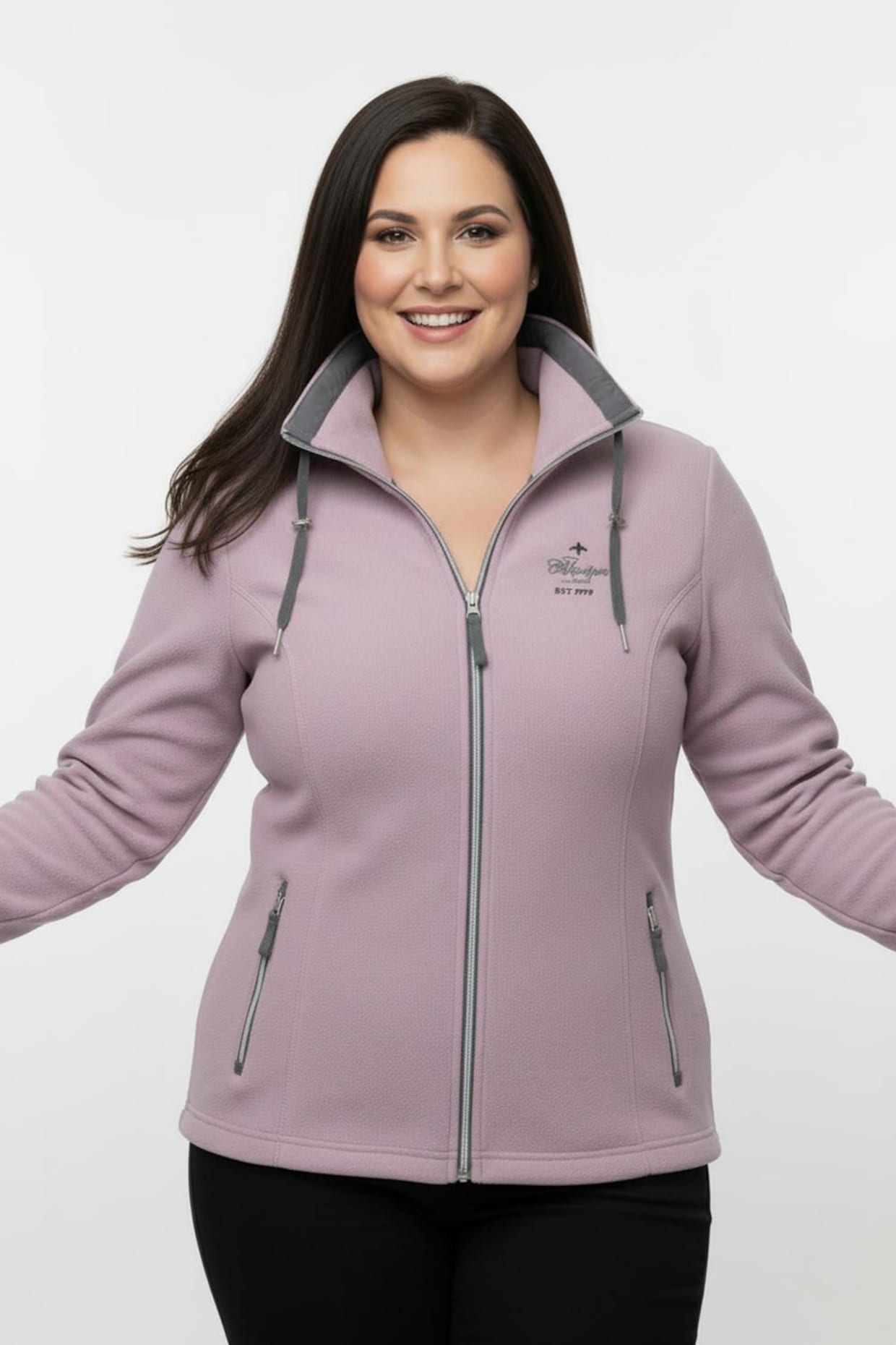 Fleecejacke mit schrägen Reißverschluss-Taschen - rosé