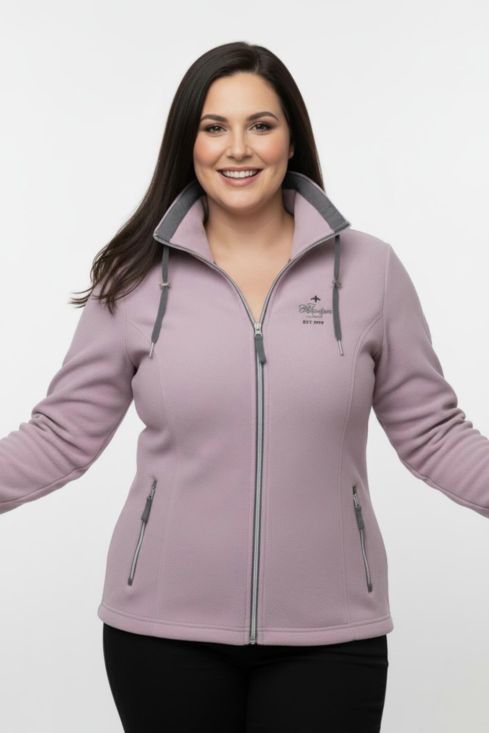 Fleecejacke mit schrägen Reißverschluss-Taschen - rosé