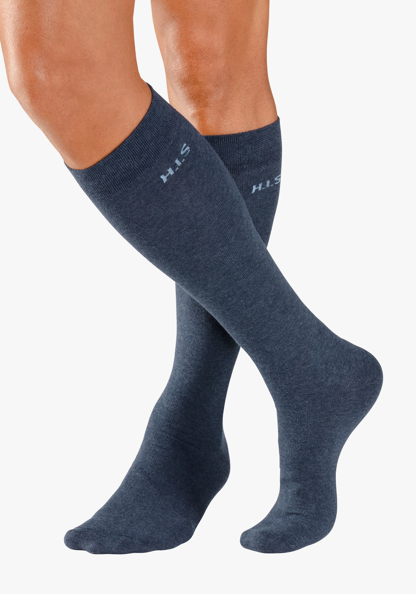 H.I.S Kniestrümpfe - 2x marine, 2x jeans