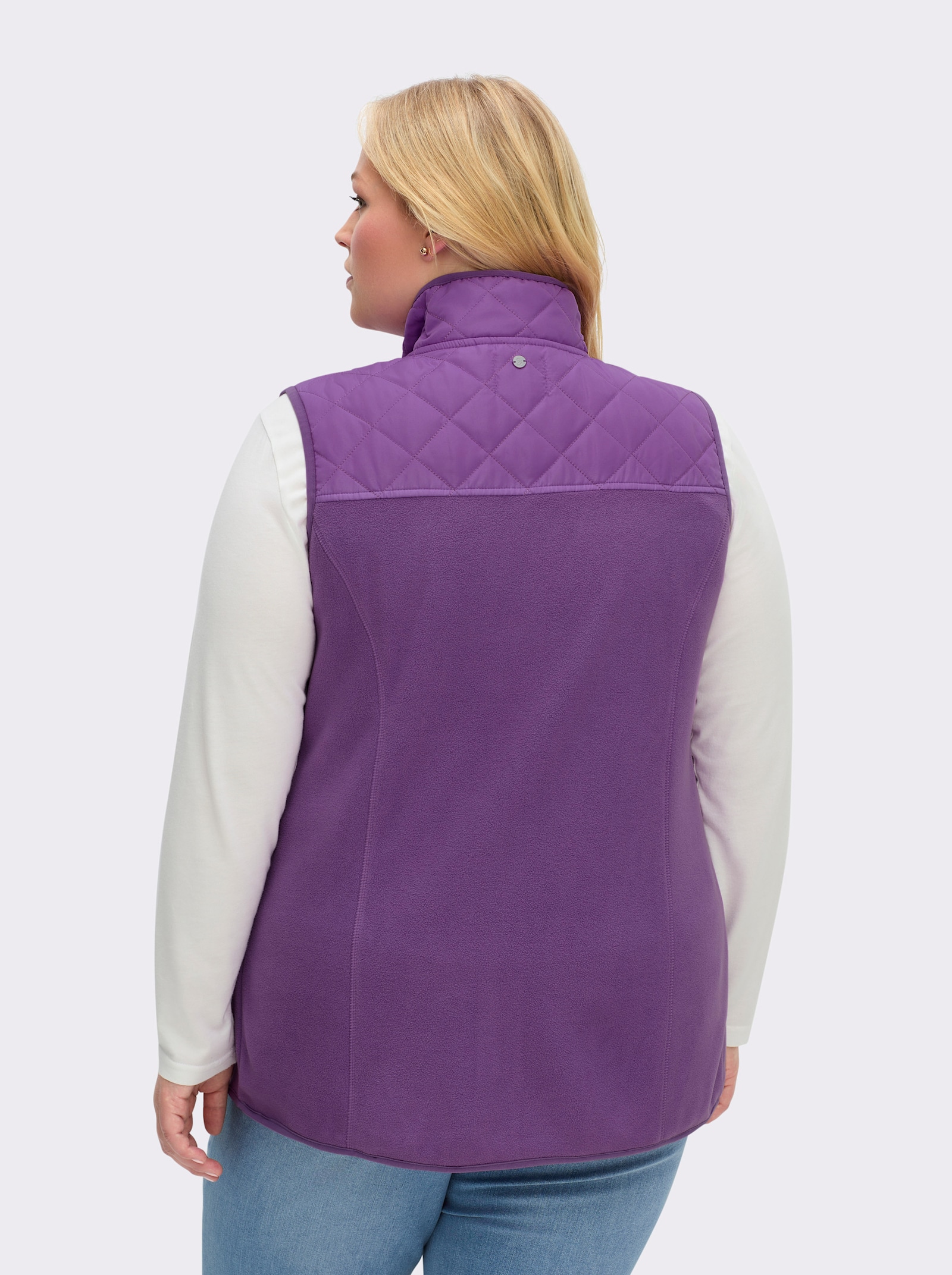 sheego Fleecegilet met opstaande kraag, in materiaalmix - paars