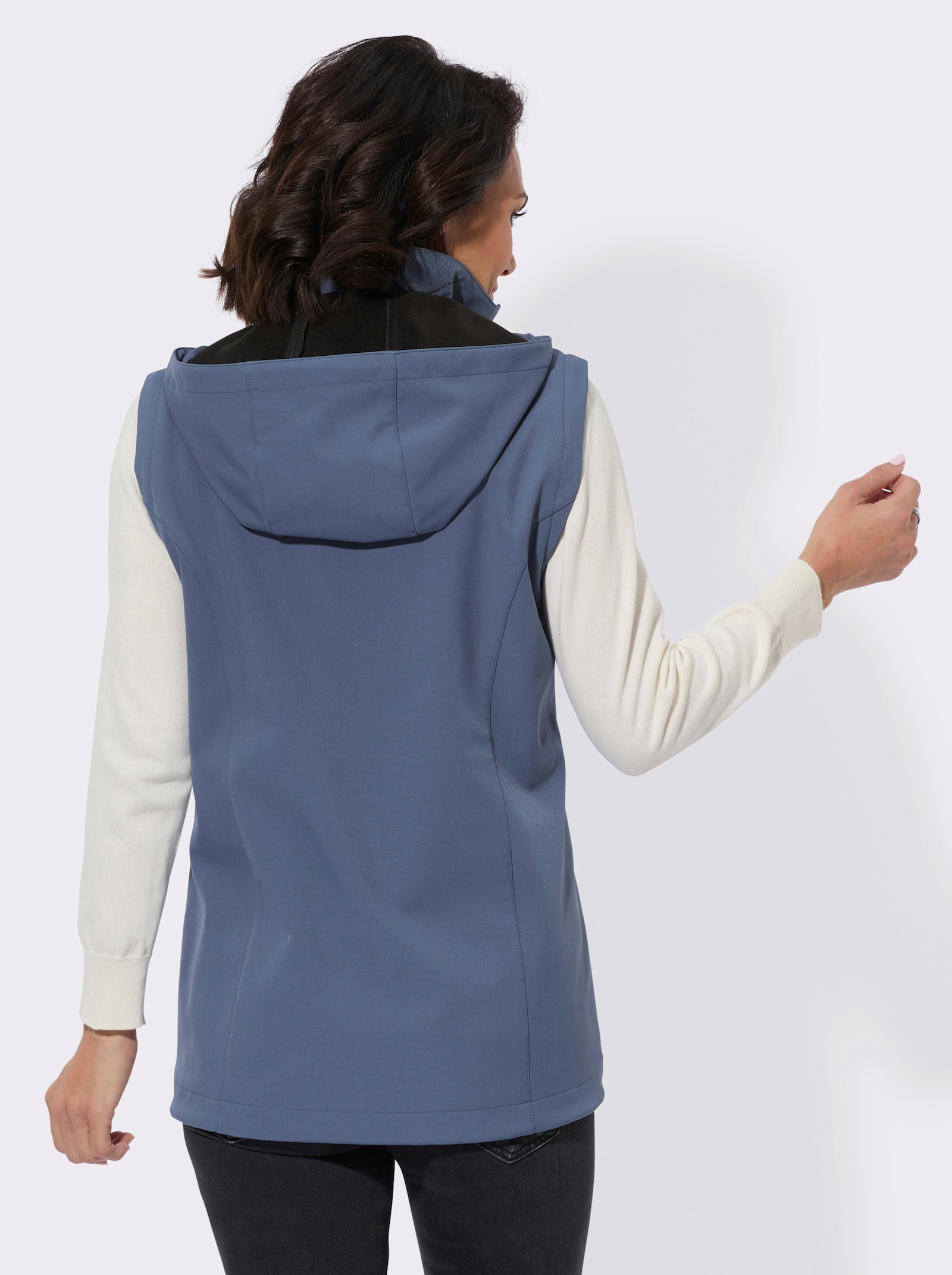 Softshelljacke mit weitenregulierbarer Kapuze - rauchblau
